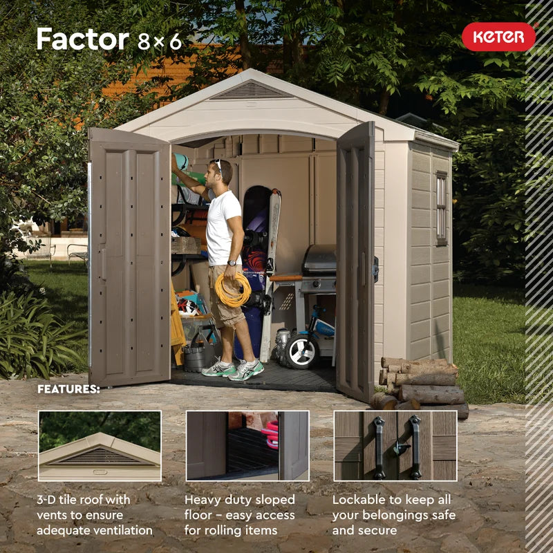 1787720975_s4jDbi3F Szopa magazynowa, Factor 8 X 6 ft. Durable Resin zewnętrzny z podłoga i podwójny Doors do ogrodowy