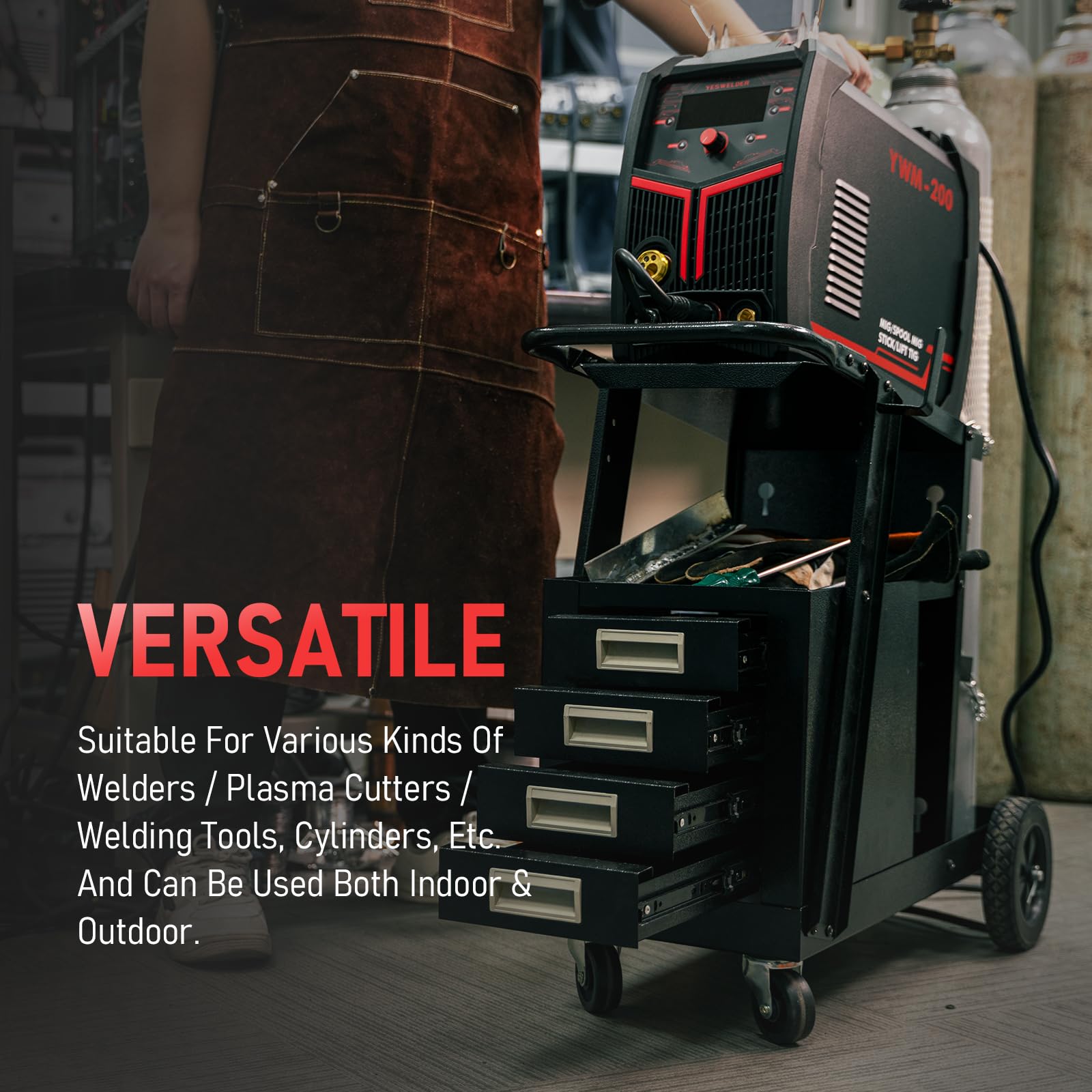 2-poziom Welding wózek z 4 szuflady i magazynowy