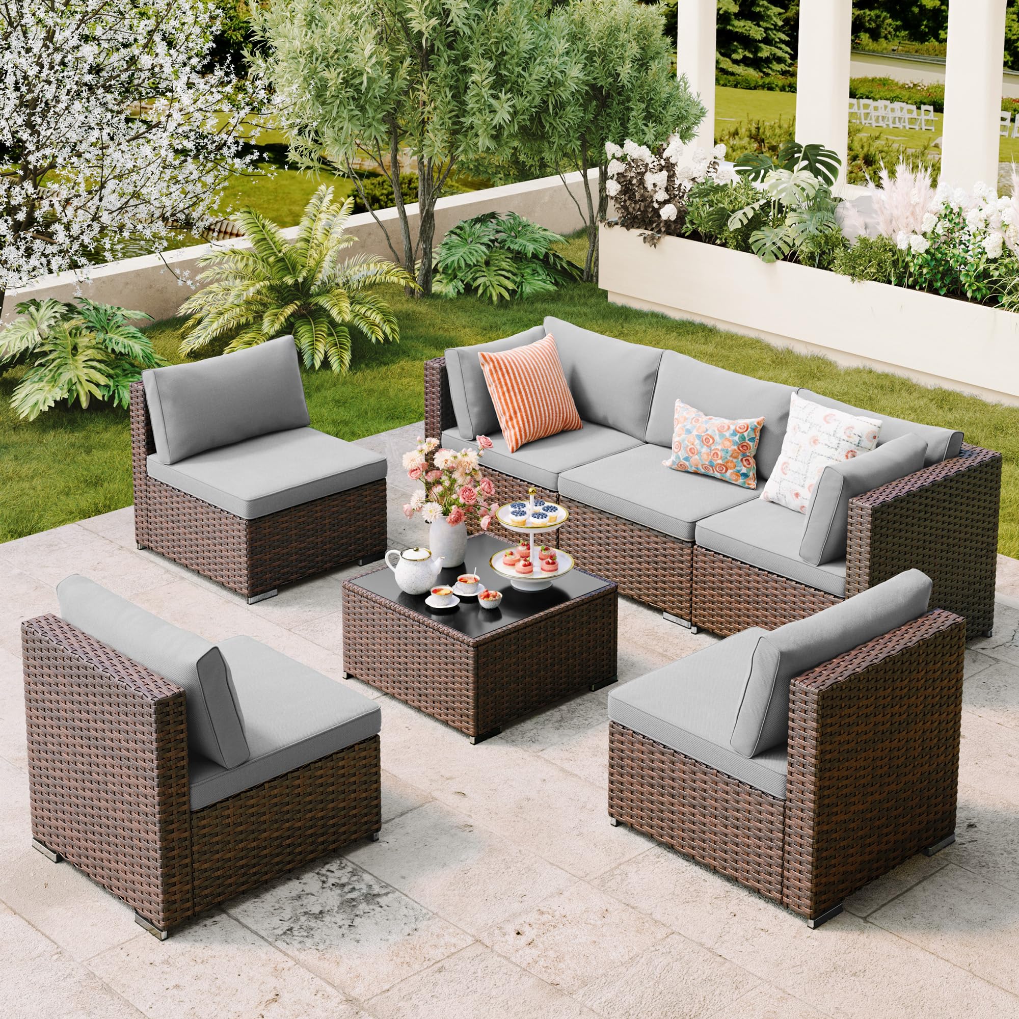 1787736912_RjPKbRiS Sofa, 7 elementow zewnętrzny tarasowy Wicker, zestaw z Cushions