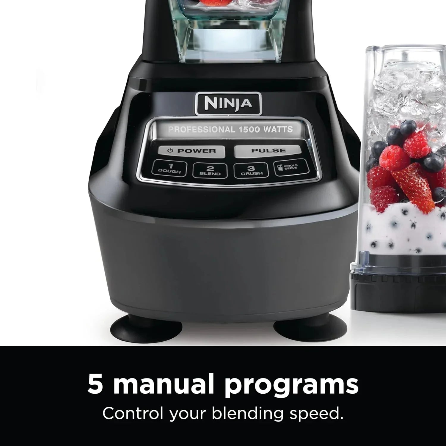 Blender Featuring Mega Kitchen System, 1500W, 4 Functions for Smoothies, Processing, Dough, Drinks and More, With 72 Blender Pitcher, 64 Processor Bowl