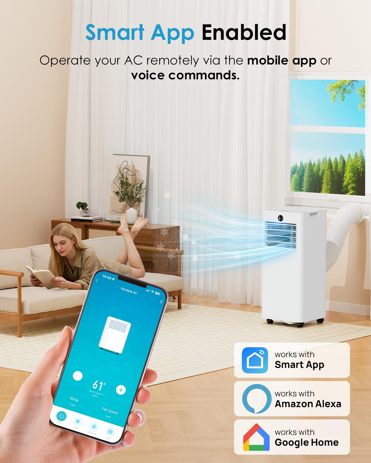 Klimatyzator, przenośny, 8000 BTU z Wi-Fi sterowanie