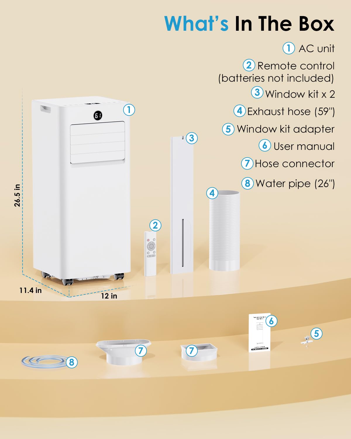 Klimatyzator, przenośny, 8000 BTU z Wi-Fi sterowanie