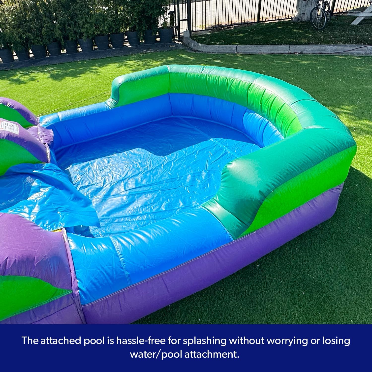 1787741920_1Aqy3NL5 Water Slide - 16' Purple Tropical Lightweight Premium Commercial Grade, Inflatable with Attached Pool for Kids and Adults (with Blower) - Wet