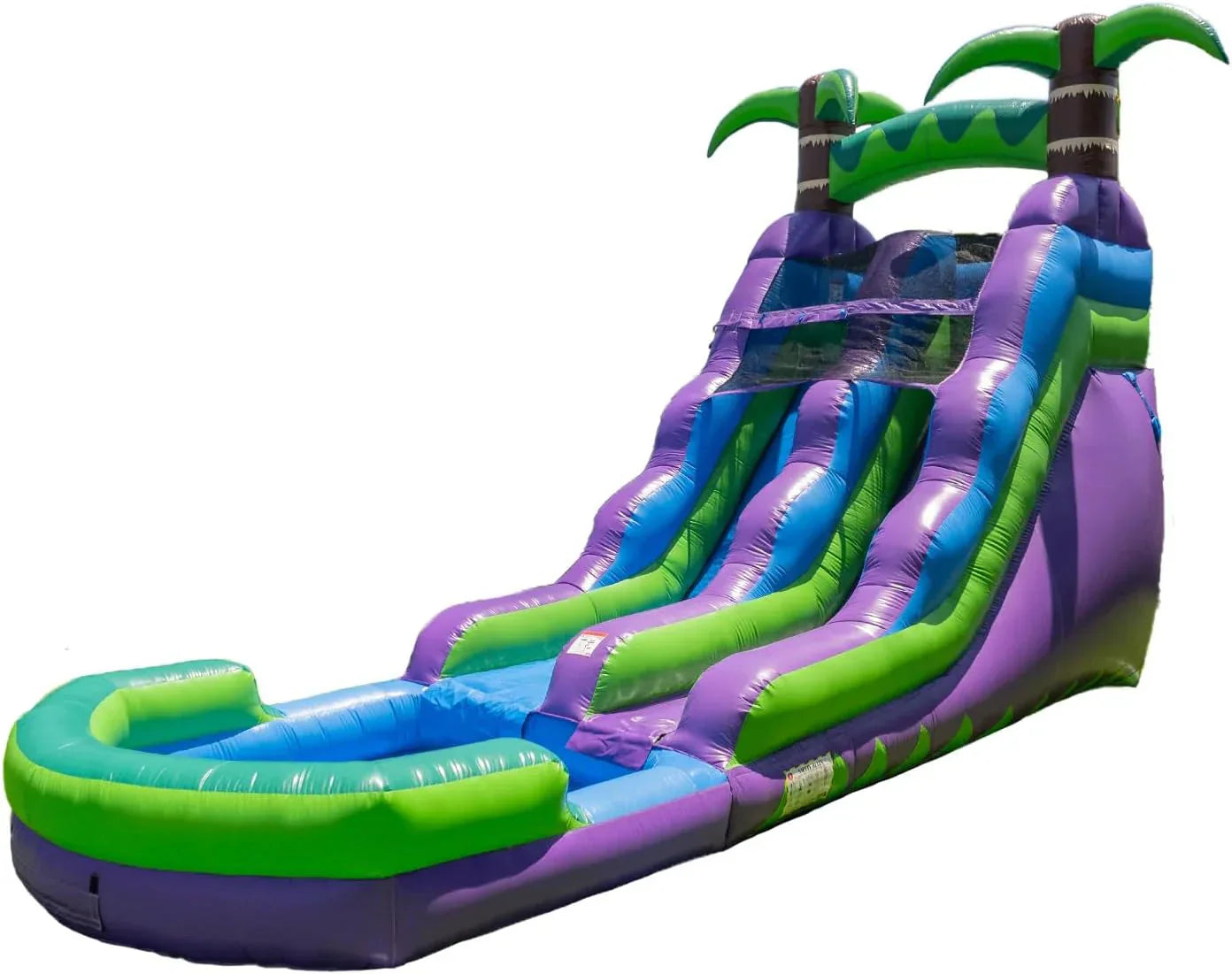 1787741931_rkugpiNk Water Slide - 16' Purple Tropical Lightweight Premium Commercial Grade, Inflatable with Attached Pool for Kids and Adults (with Blower) - Wet