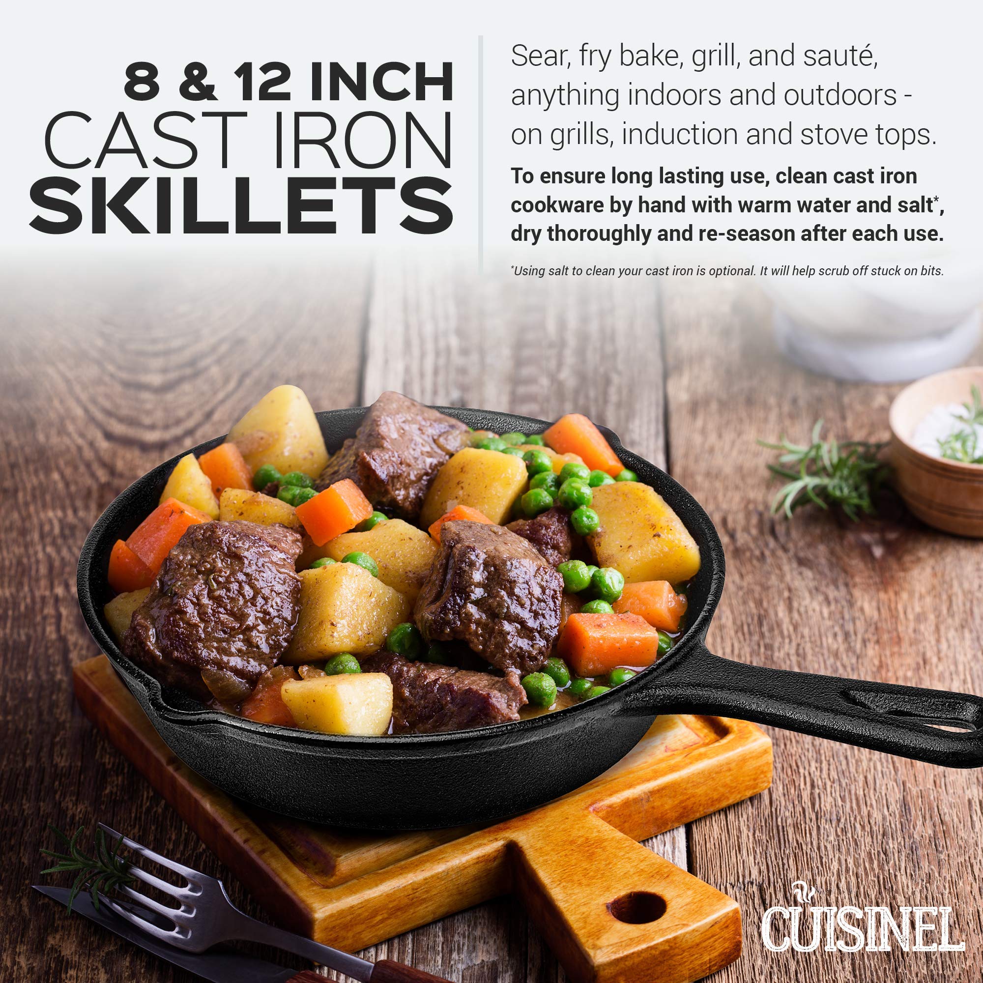 Skillet, Cast żelazko, i 12 Frying Pans, zestaw 8