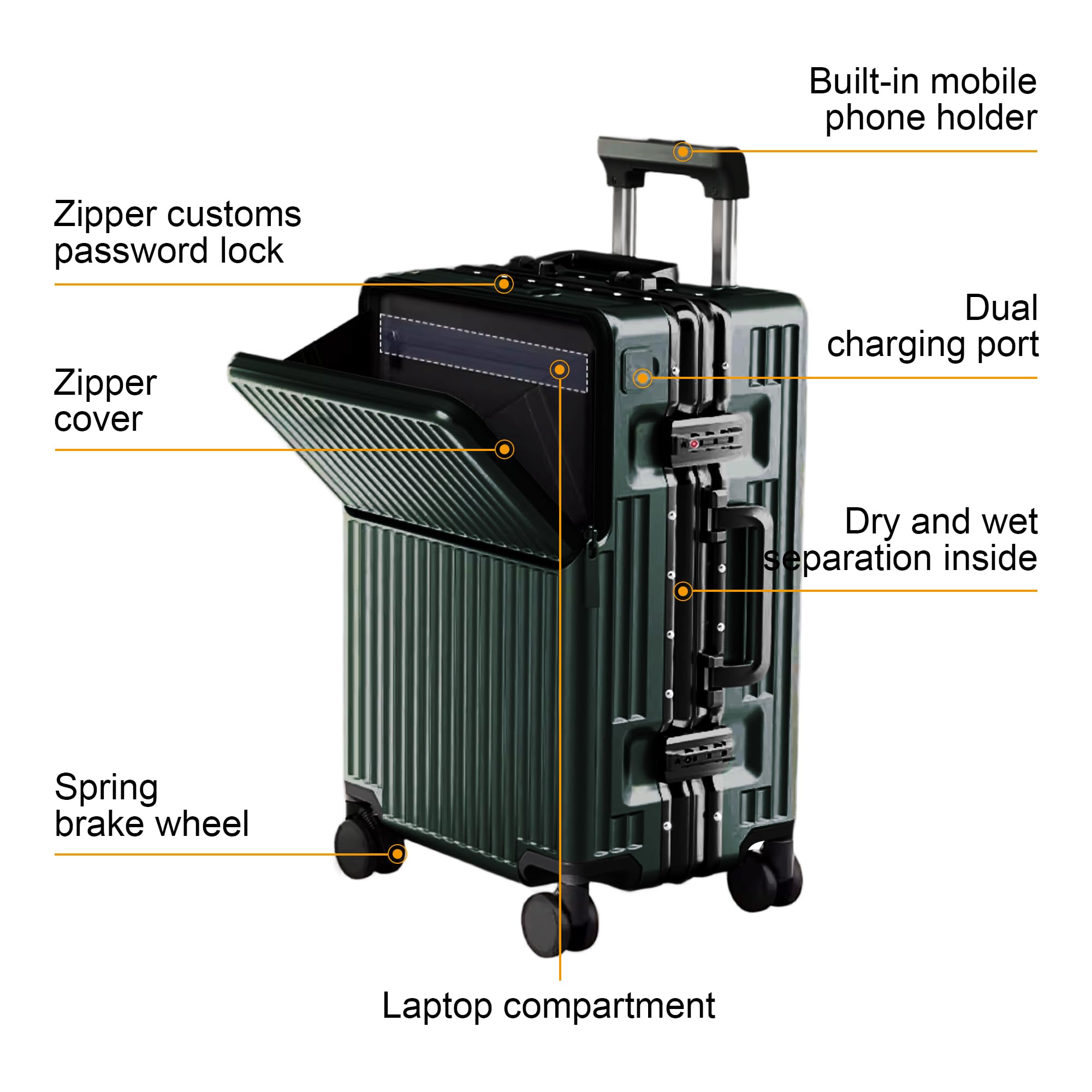 1787745358_G91cs1Se Zipperless Polycarbonate Expandable Carry-on Suitcase