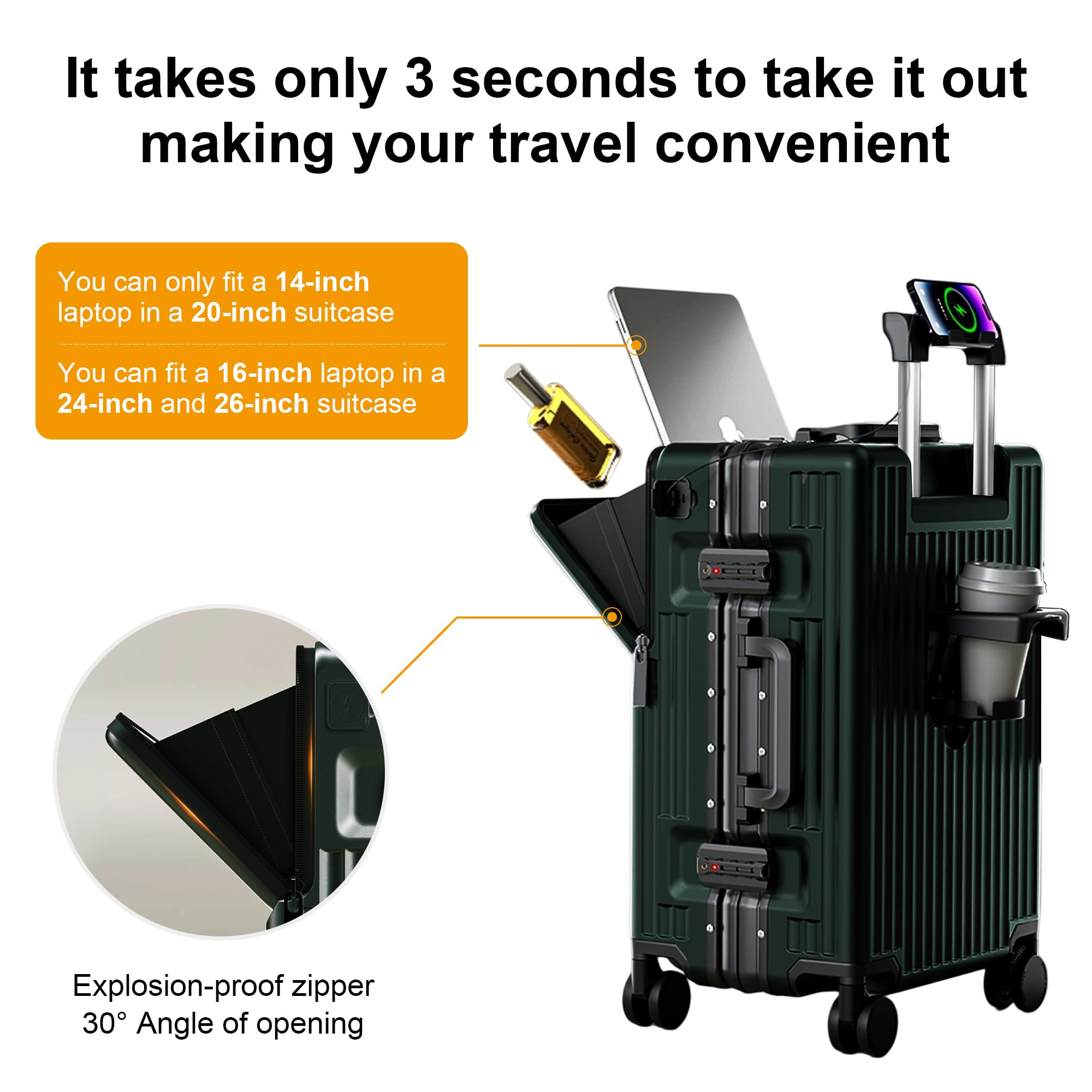 1787745376_u6G42VEN Zipperless Polycarbonate Expandable Carry-on Suitcase