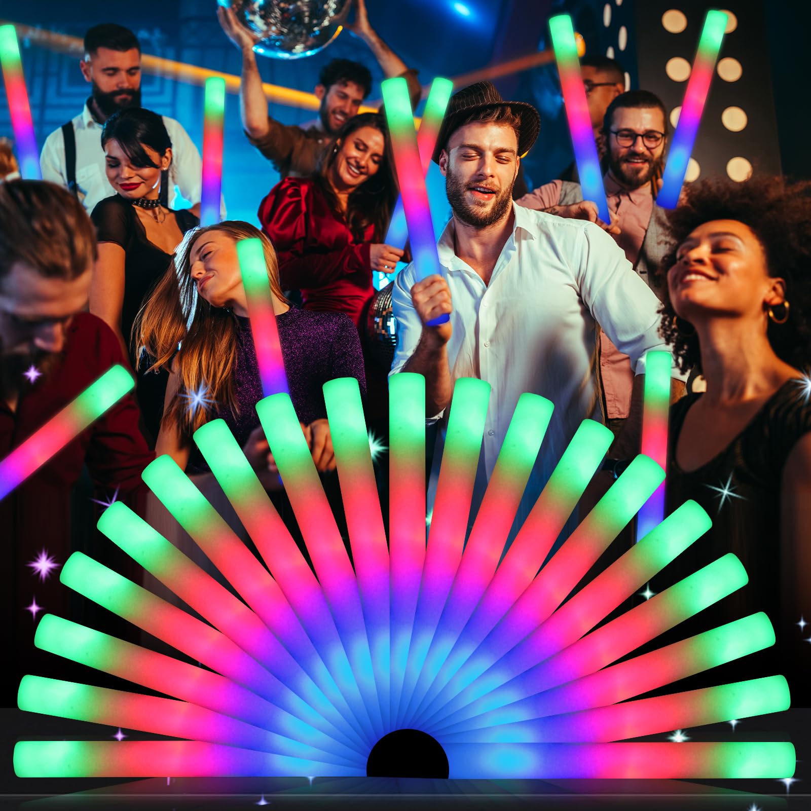 1787746134_01AzkKwb 155 Bulk Foam Glow Sticks z lampa LED Up Party Supplies