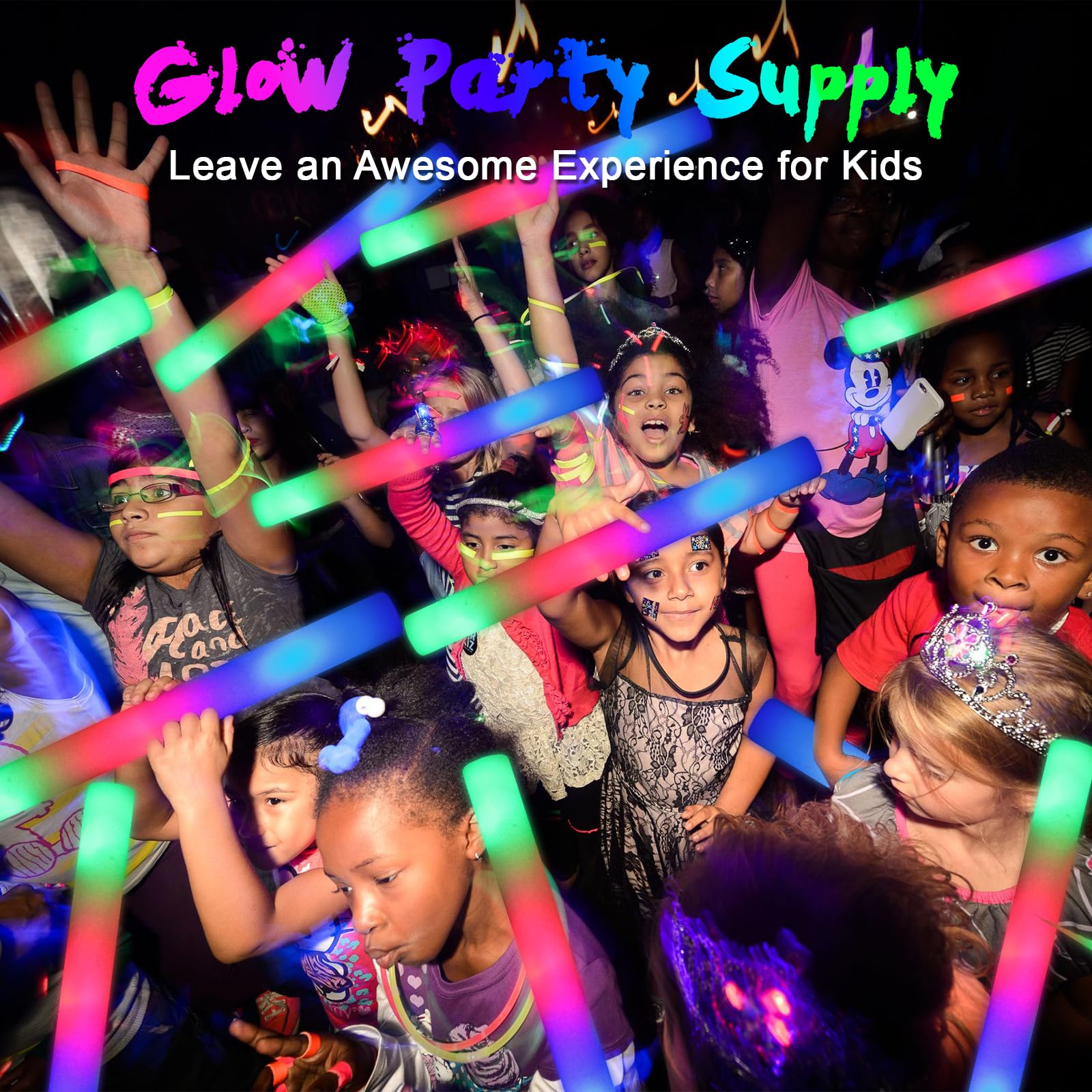 1787746137_IqlJYaYN 155 Bulk Foam Glow Sticks z lampa LED Up Party Supplies