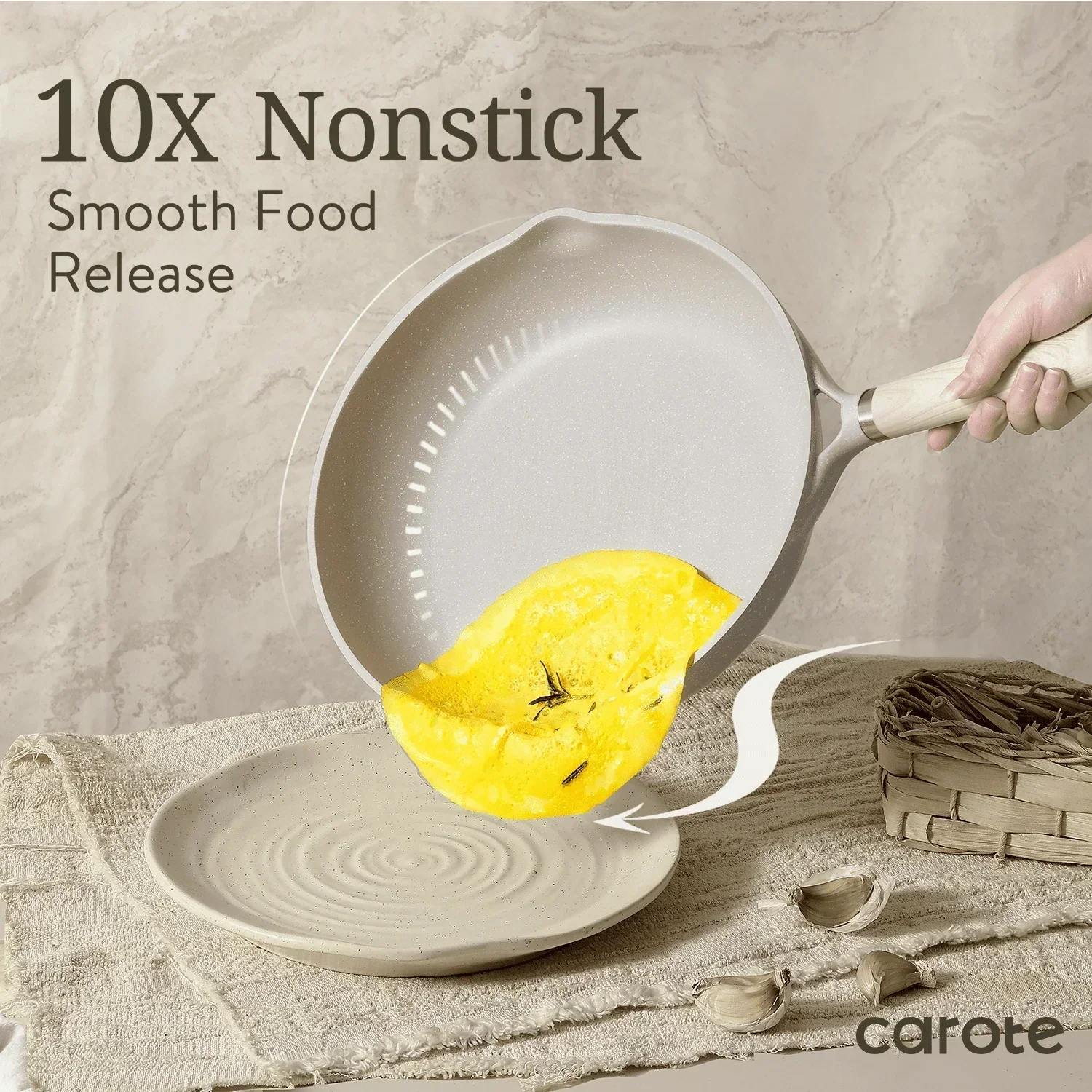 Non Stick Pots i Pans szt. Induction kuchenny Cookware Sets (beige Granite), zestaw 21
