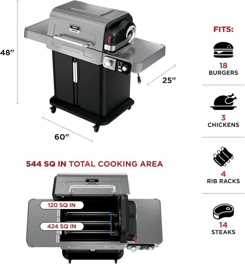 1787748689_5UHAB4ae FlexFlame, Featuring Grill and Smoker, Electric and Propane Grill, Roaster, BBQ Grill, 5-in-1 Cooking System, 3 Burner, Digital Control, Outdoor