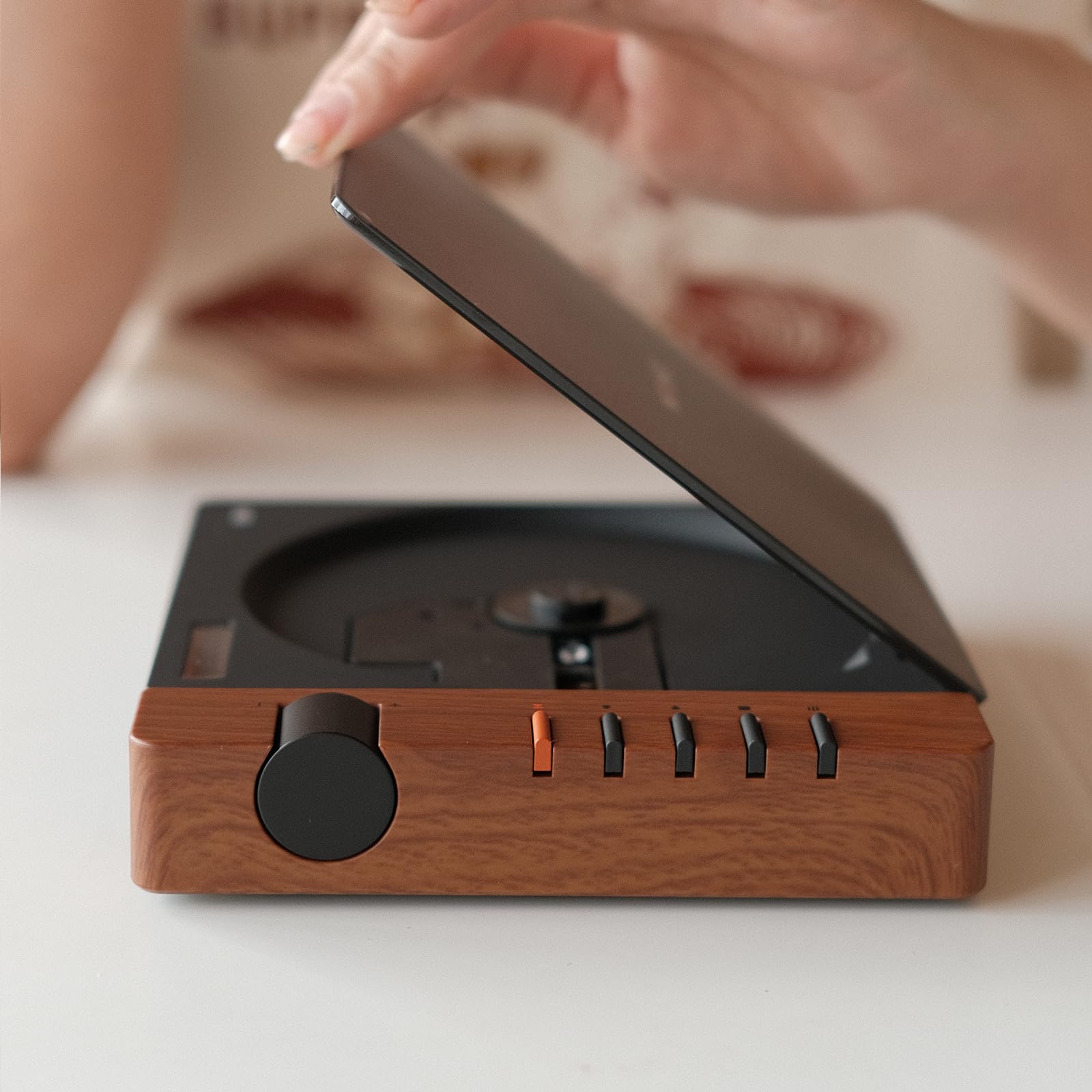 Cd Player, R300 Retro Bluetooth, przenośny brązowy