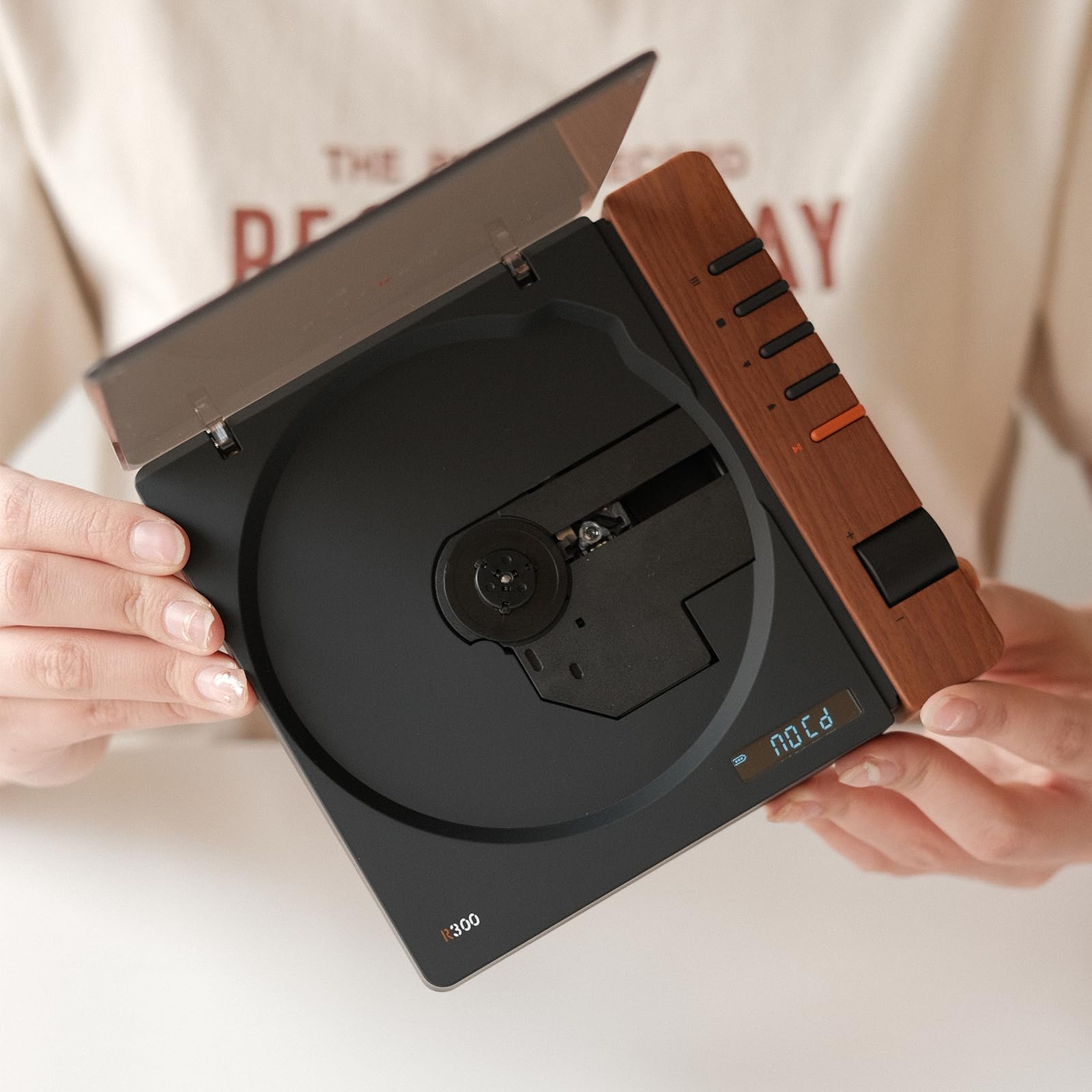 Cd Player, R300 Retro Bluetooth, przenośny brązowy