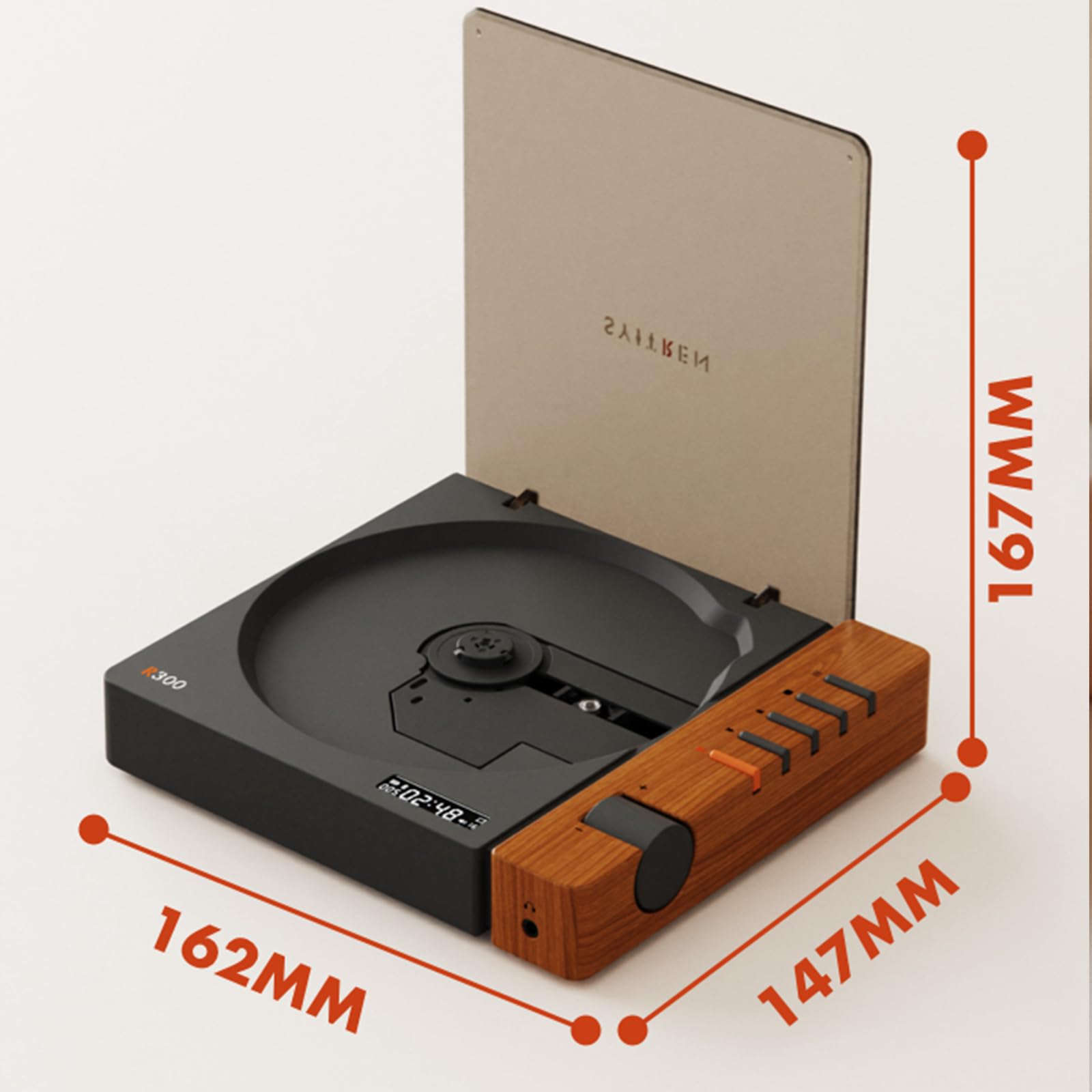 Cd Player, R300 Retro Bluetooth, przenośny brązowy