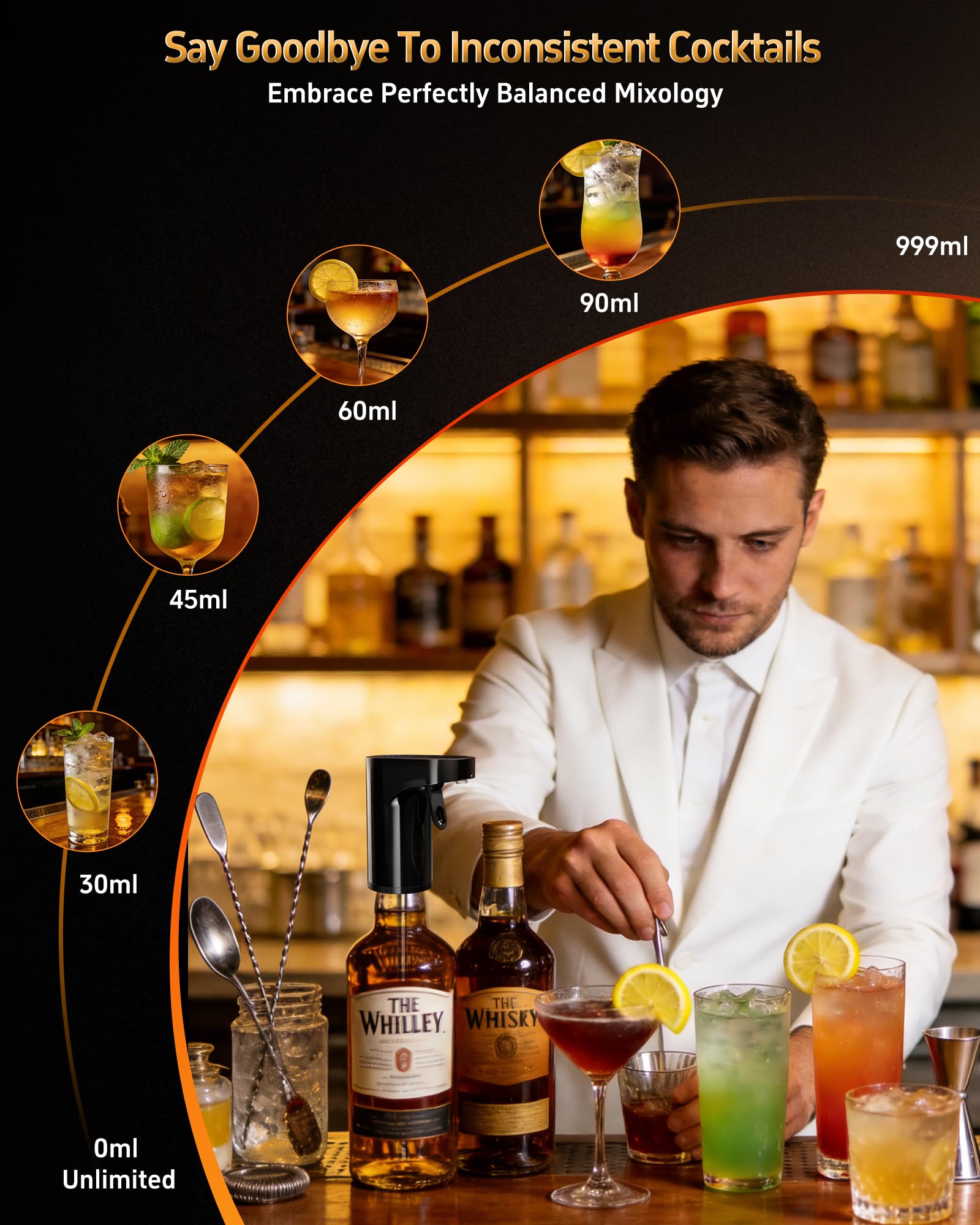 Elektryczny Whisky Dispenser i Wine Aerator, czarny