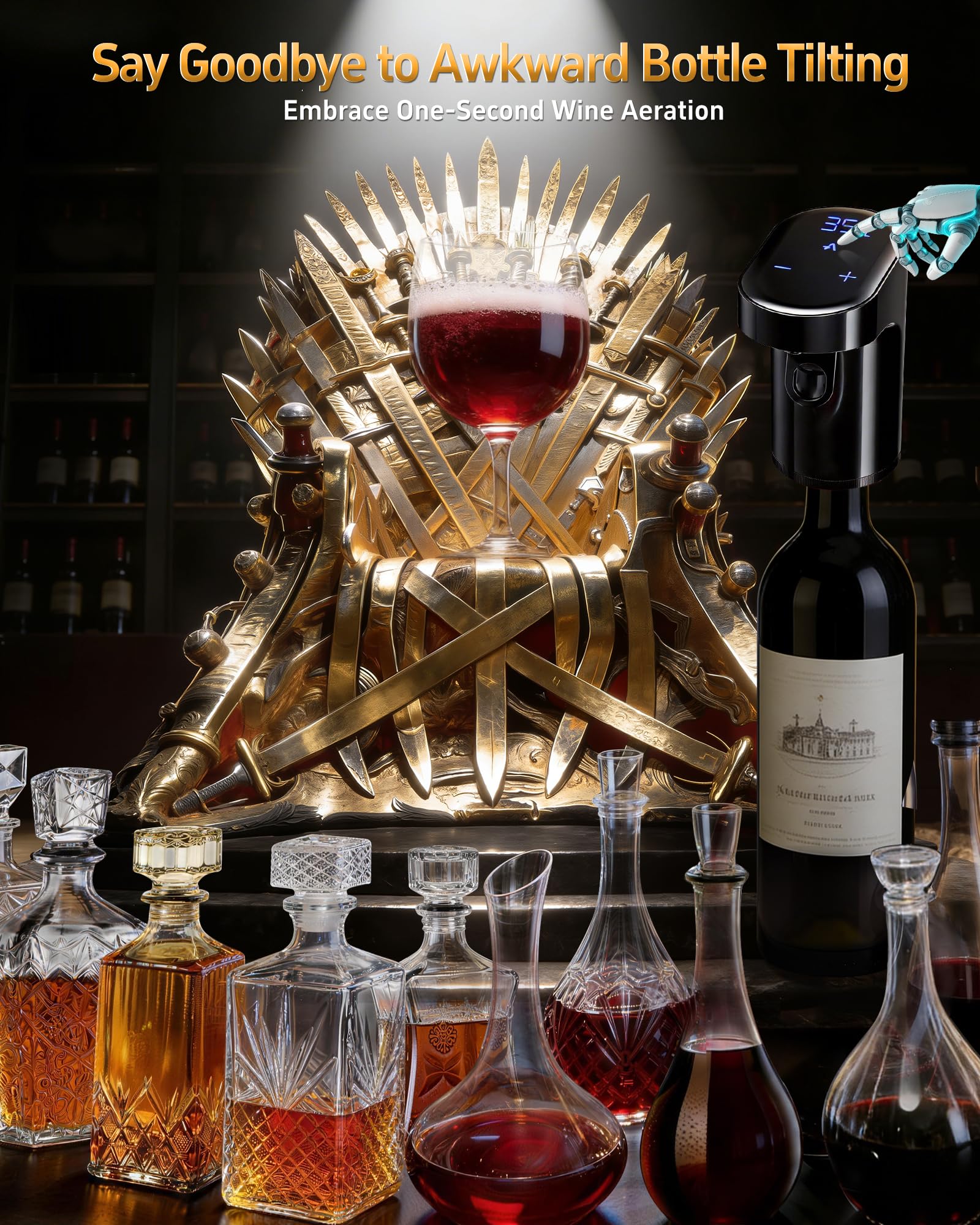 Elektryczny Whisky Dispenser i Wine Aerator, czarny
