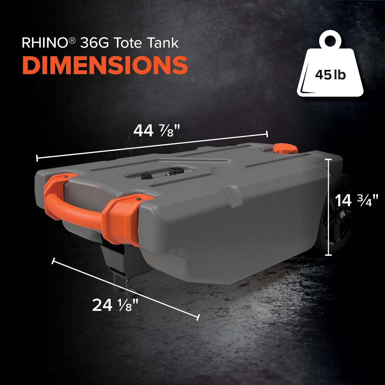 Rhino 36-galon RV Tote zbiornik z Heavy-duty koła
