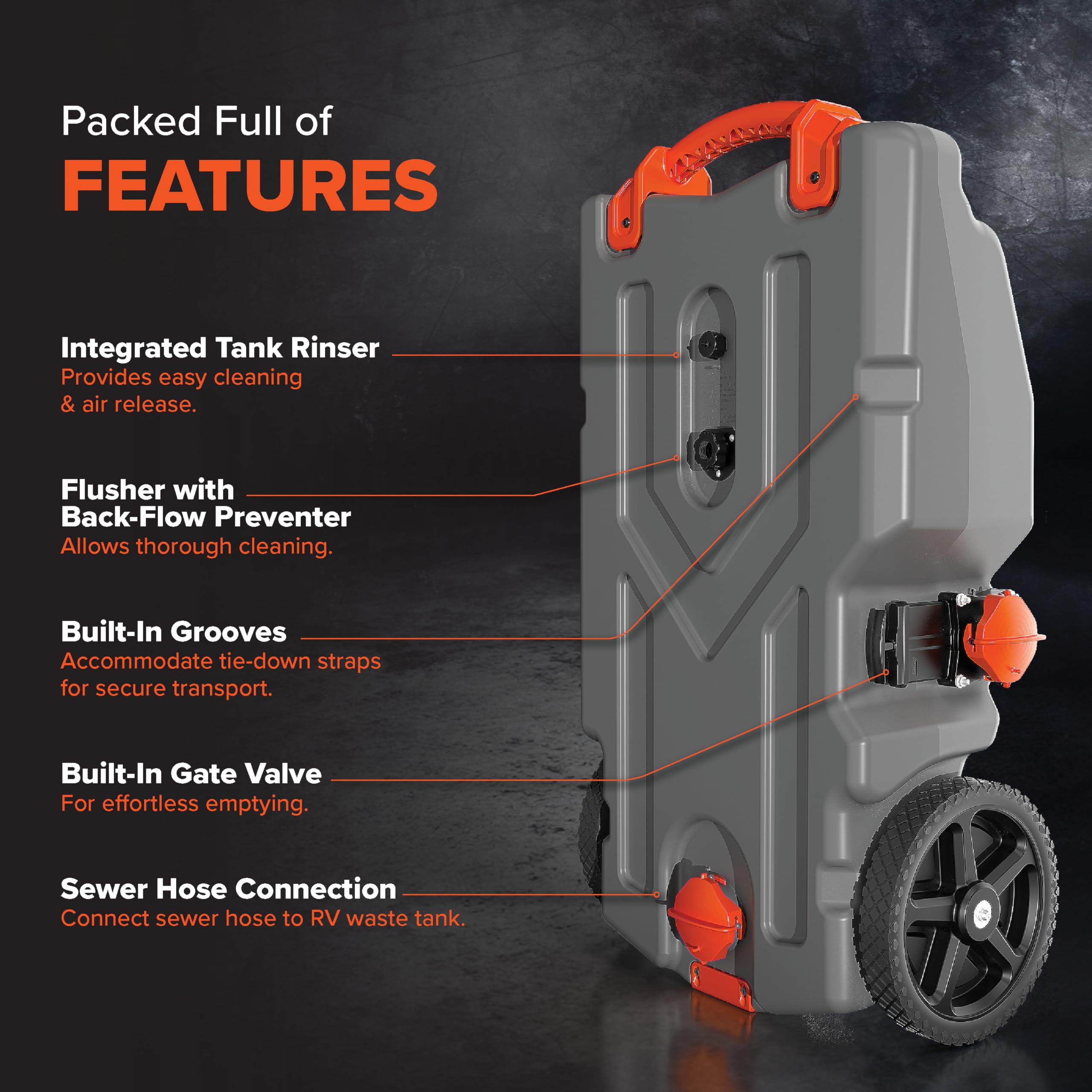 Rhino 36-galon RV Tote zbiornik z Heavy-duty koła
