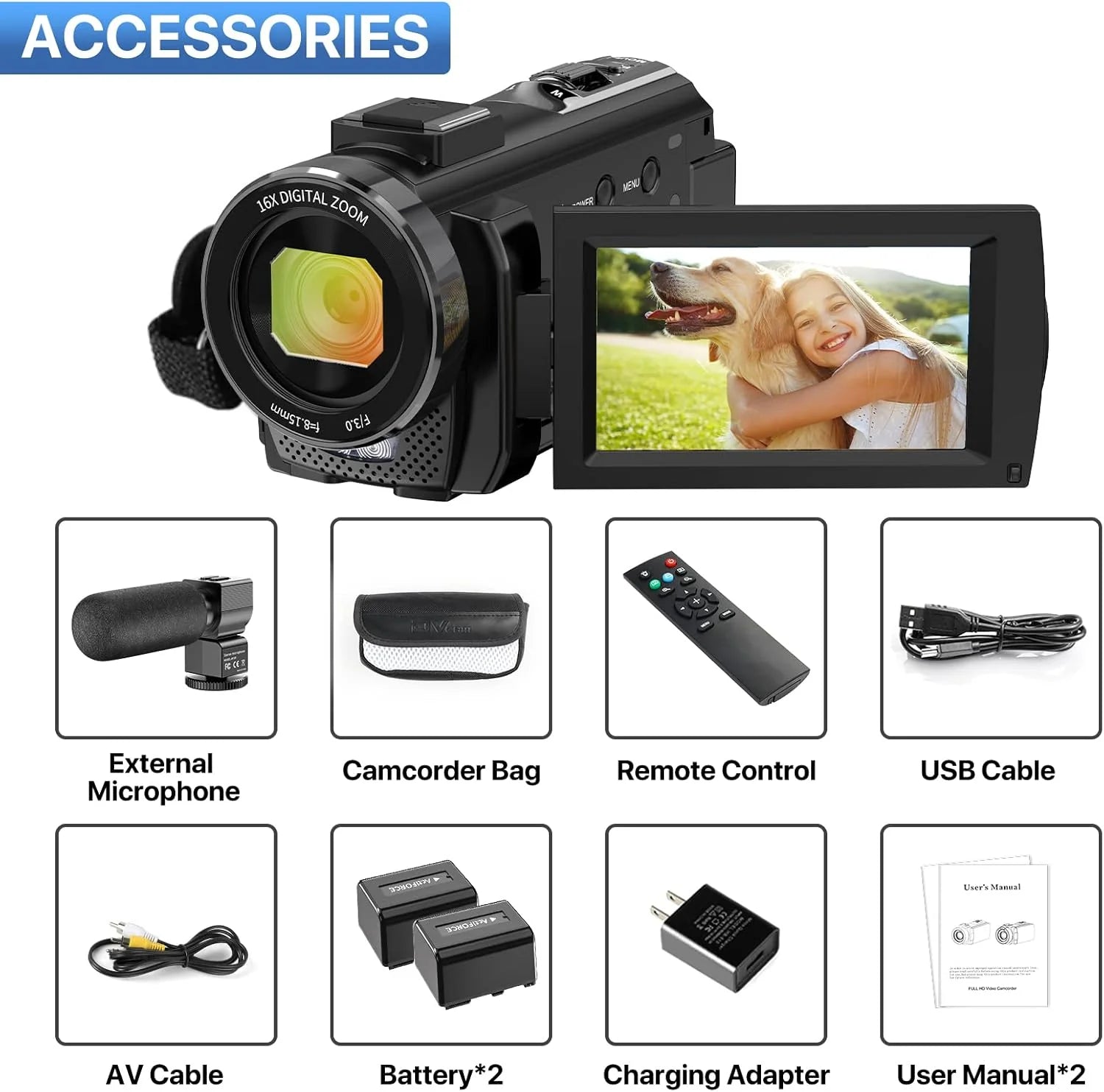 Video kamera, do Vlogging 1080P FHD