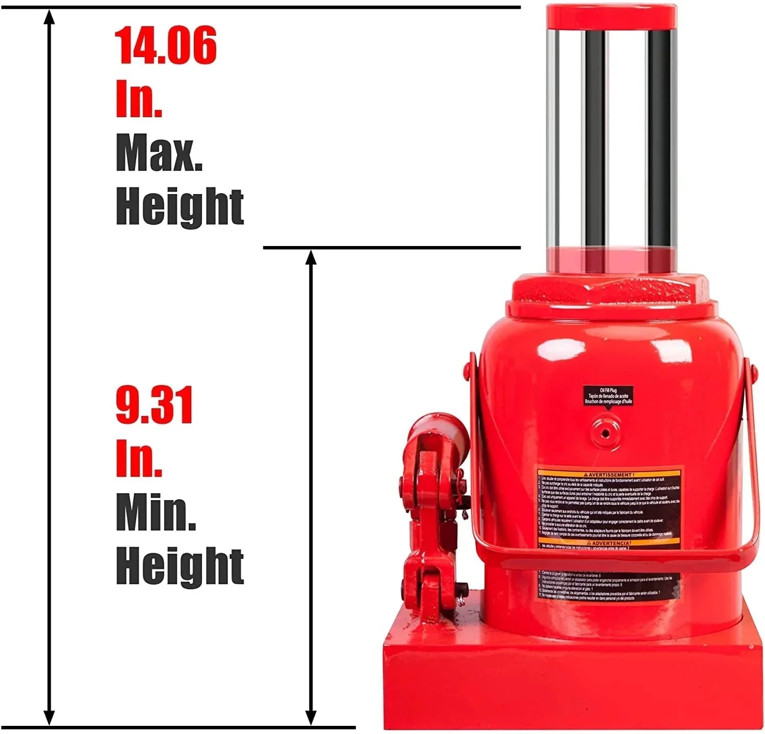 Bottle Jack - BIG RED 50 Ton Low Profile Hydraulic, Welded Construction - Designed for Automotive and Heavy Lifting