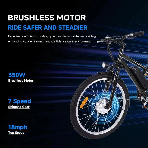 Tricycle - 26 Inch Adult 3 Wheel Electric, Featuring Basket - Fat Tires, 7 Speeds, 350W Powerful Motor, 36V 10Ah Removable Battery Dark Gray
