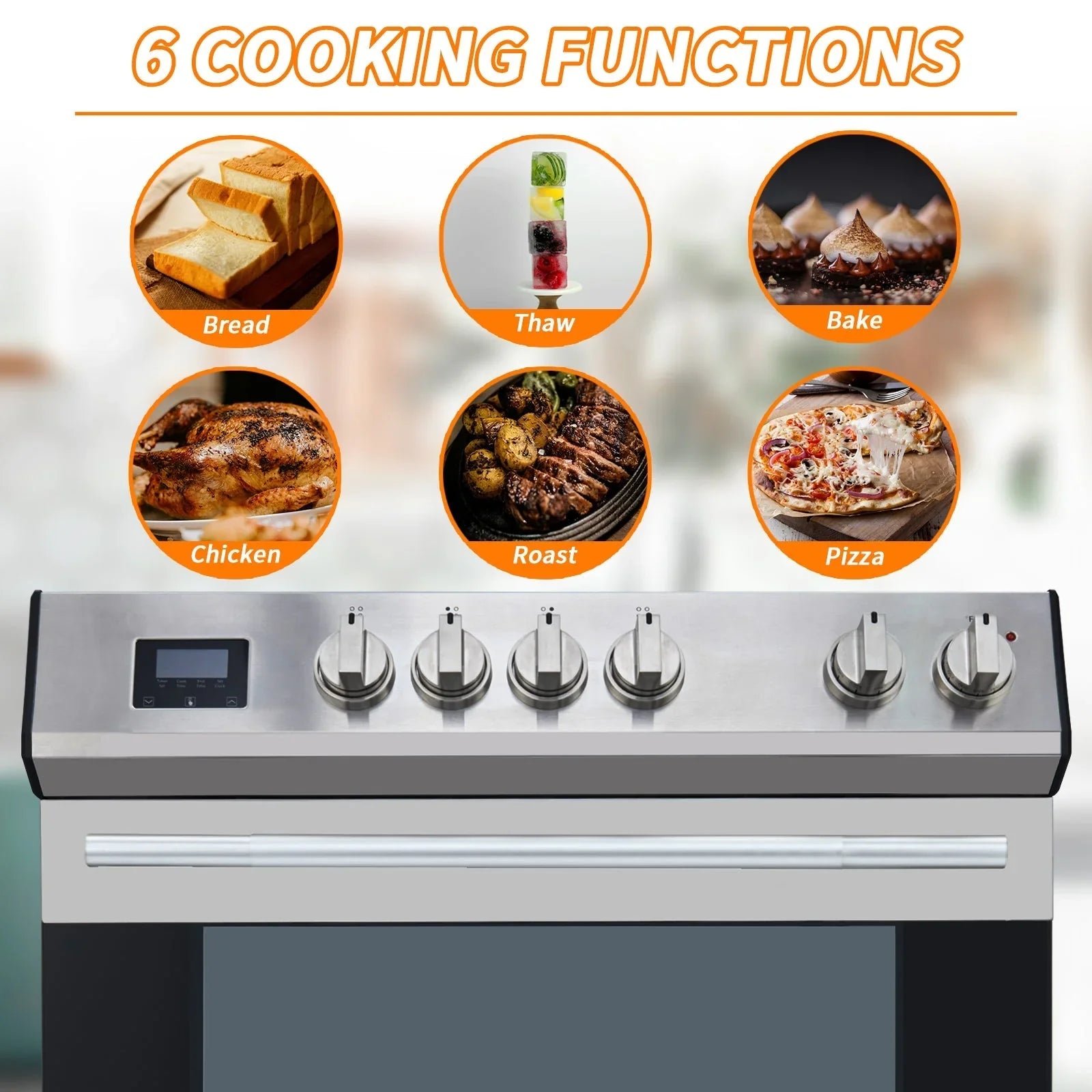Range - Front Control Electric, Oven with 5 Cooktop Elements with 6 Cooking Power Options - Freestanding Oven, 5.0 Cu. Ft. Capacity Stainless Steel