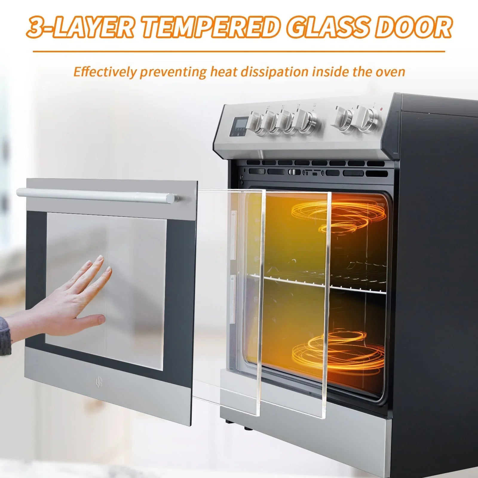 Range - Front Control Electric, Oven with 5 Cooktop Elements with 6 Cooking Power Options - Freestanding Oven, 5.0 Cu. Ft. Capacity Stainless Steel