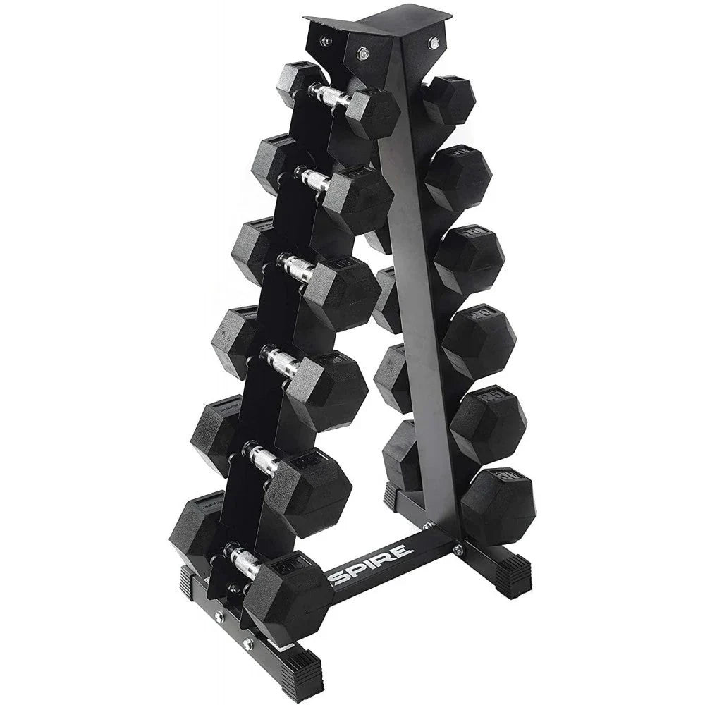 Fitness 210 lb. (5-30 lb.) guma Dumbbell zestaw z 6 para Vertical regal