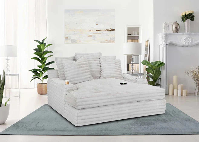 Chaise Lounge z podwójny Cupholders i ładowanie Ports