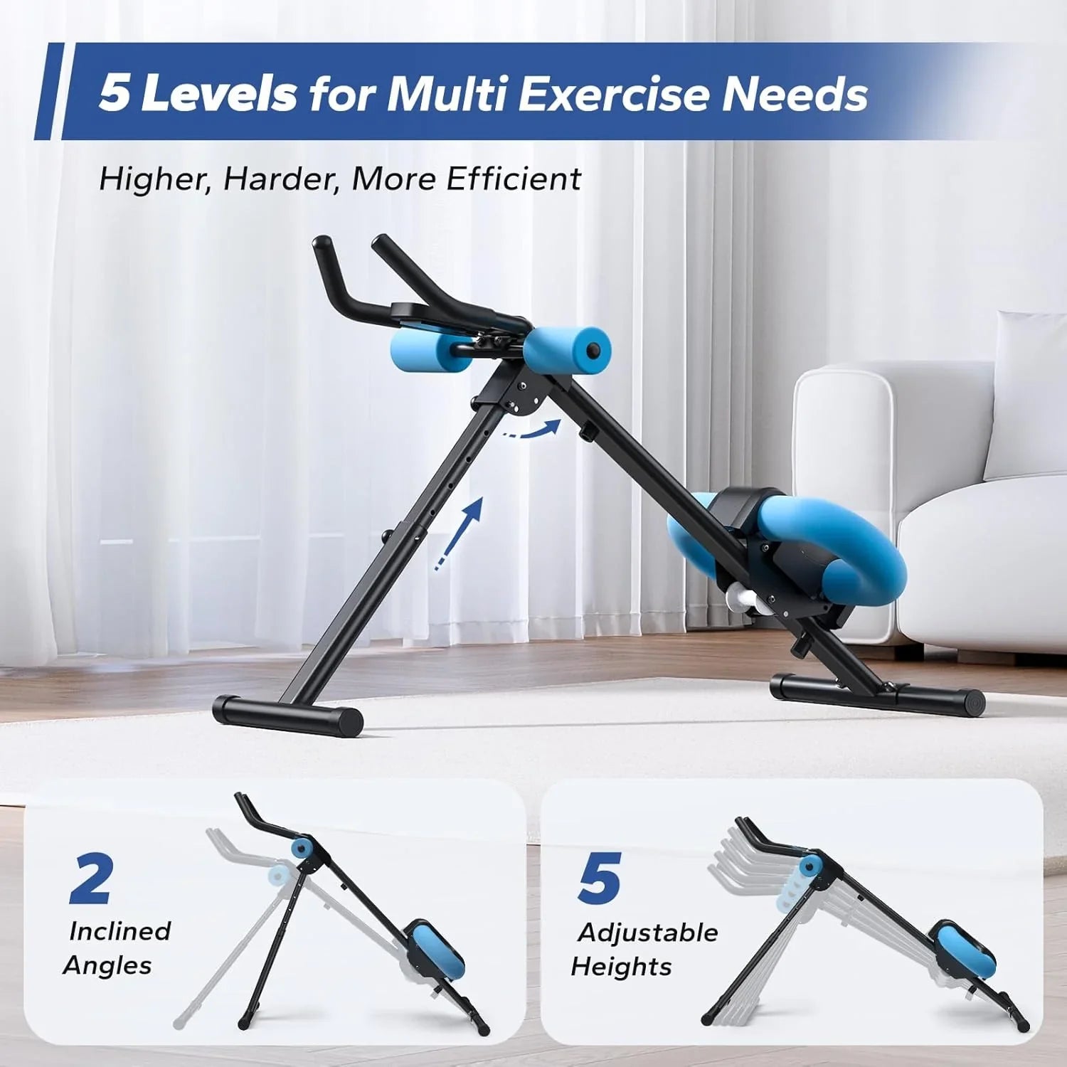 Workout Equipment, Featuring Adjustable Ab Trainer Machine for Abs Workout at Home Gym, Foldable, Knee Protection, Abdominal Trainer for Stomach Workout