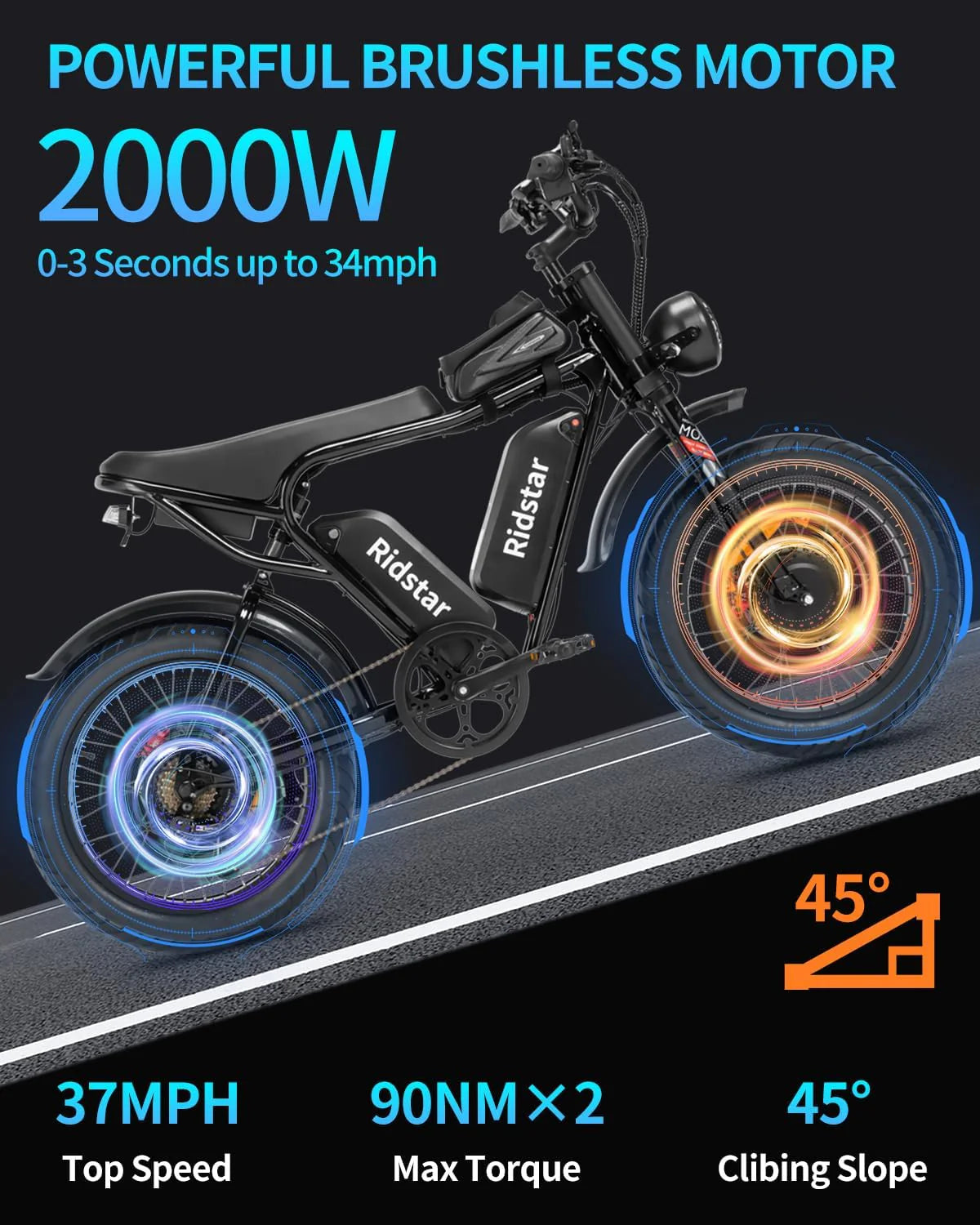 Elektryczny rower, do doroslych, 1000/2000W, 25-37Mph