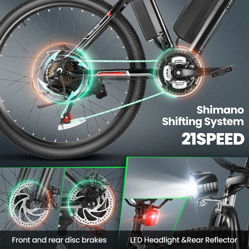 Electric Bike - 500W, 26-inch Electric Bicycle - Designed for Adults with Cruise Control System Ebike