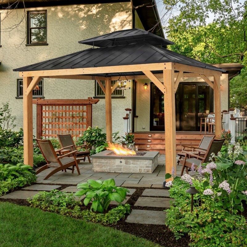 Tarasowy altana, 13 ft. W X 11 ft. D lite drewno