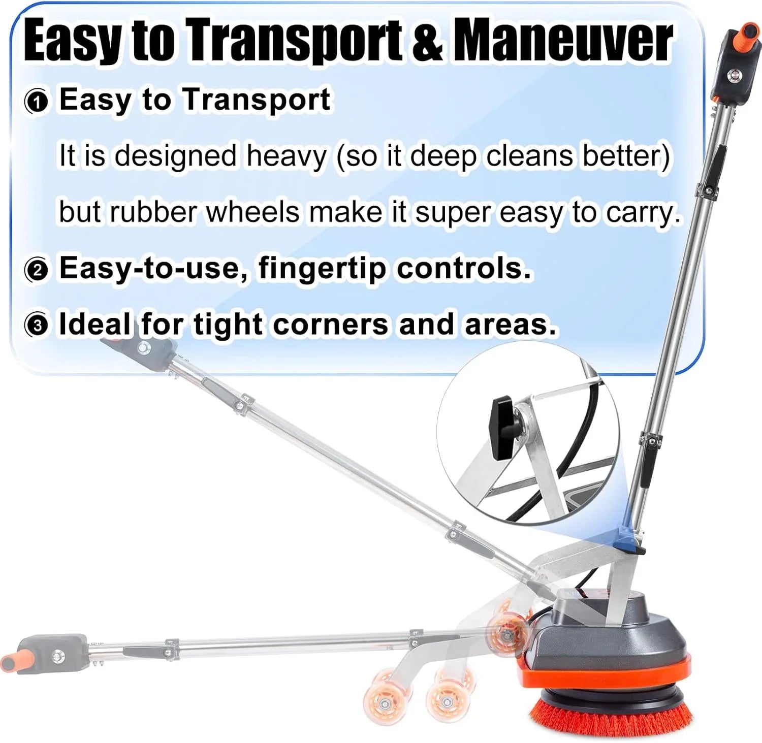 Floor Scrubber Machine - Commercial, Featuring Brushes and Pads - Heavy Duty Floor Buffer Polisher and Cleaner, Deep Cleaning Tile and Grout, Hardwood