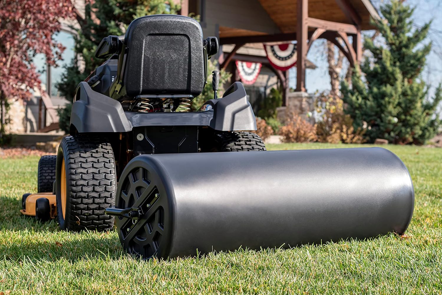 Lawn Roller - 45-0604 18-inch X 48-inch Tow Behind Poly, 550 Lbs Weight with Water - Poly Drum and Steel Frame, With Plug. Designed for Lawn