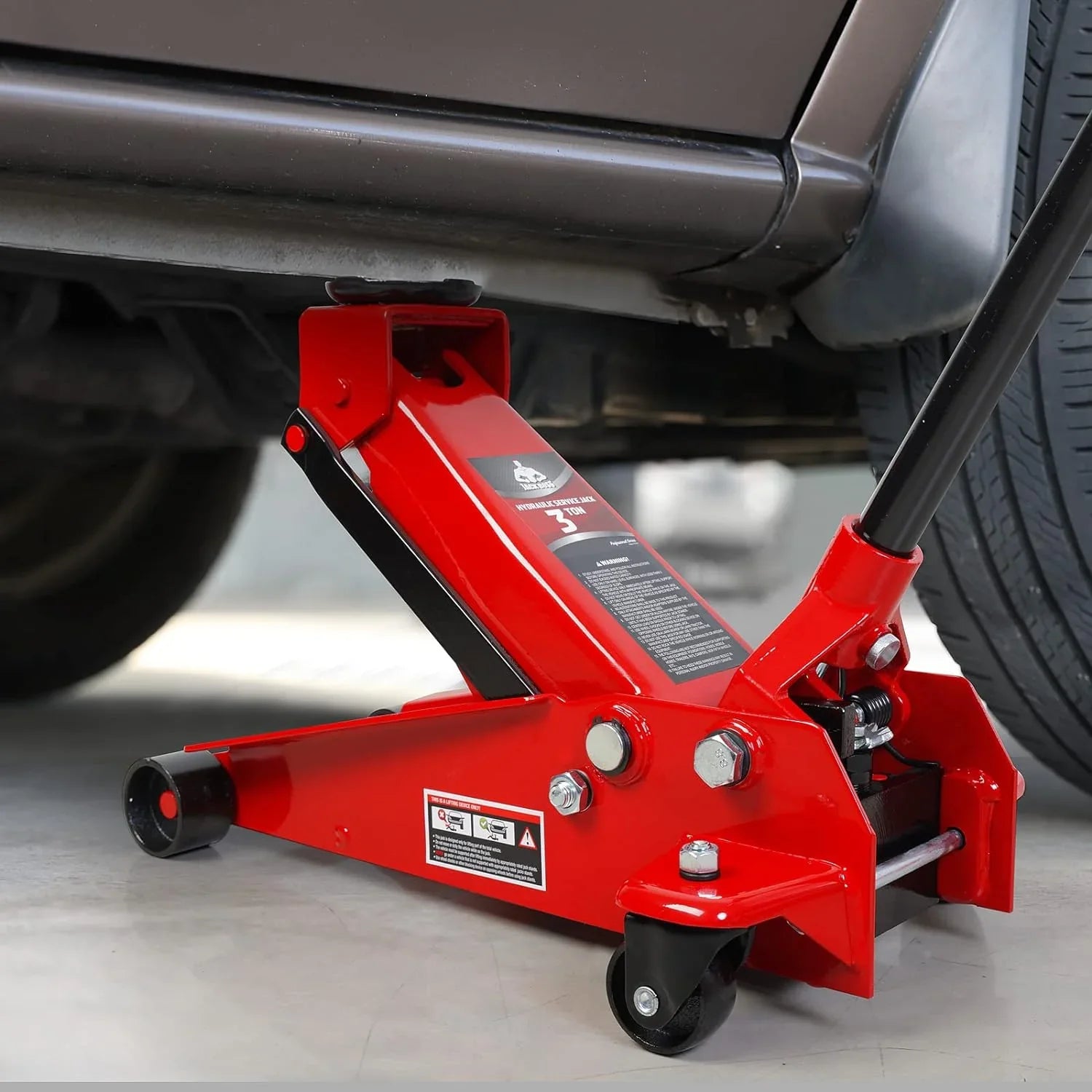 3 Ton Low Profile, Featuring Aluminum and Steel Racing Floor Jack with Dual Pistons Quick Lift Pump for Sport Utility Vehicle, Lifting Range 3-15/16-inch Min to