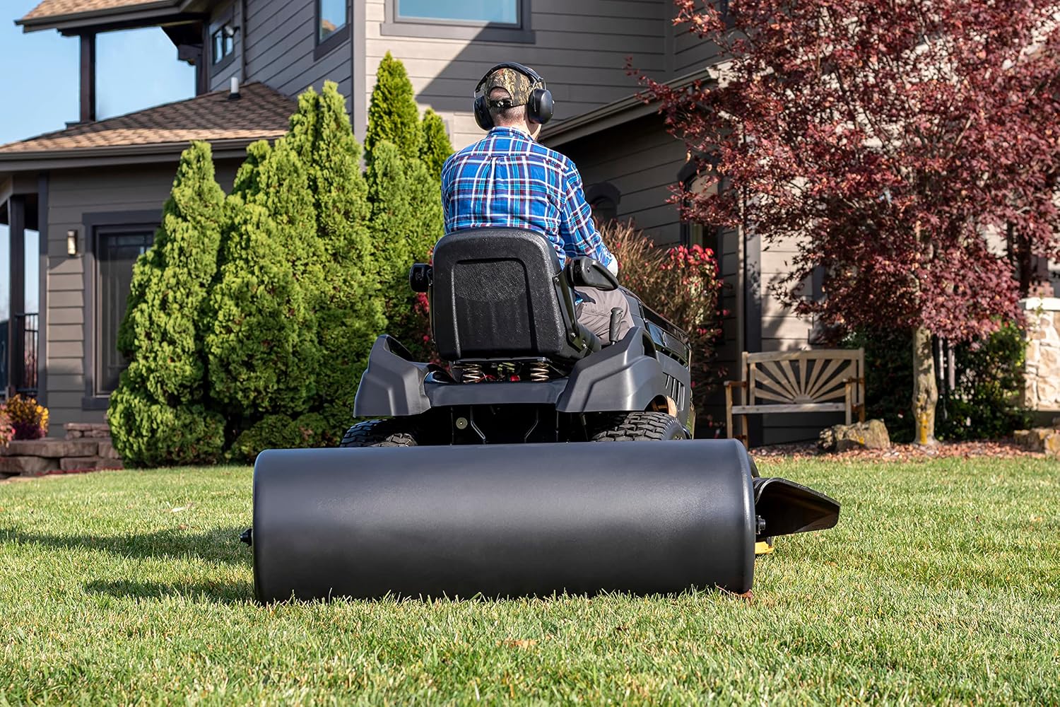 Lawn Roller - 45-0604 18-inch X 48-inch Tow Behind Poly, 550 Lbs Weight with Water - Poly Drum and Steel Frame, With Plug. Designed for Lawn