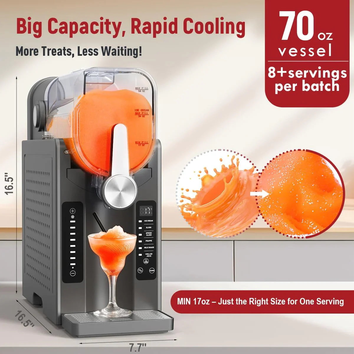 Slushie Machine Featuring No Ice Needed All-in-one Slushy Maker for Home, Real-time Temp Display, Auto-clean, 6 Preset, Frozen Margaritas, Cocktails