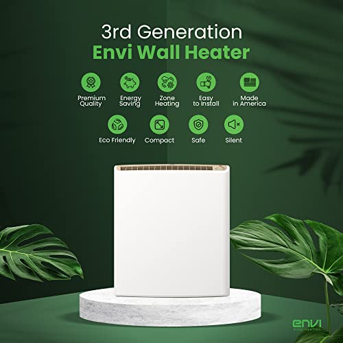 Envi Plug-in Electric Panel Wall Heaters for Indoor Use, Featuring Energy Efficient 24/7 Heating W/safety Sensor Protection