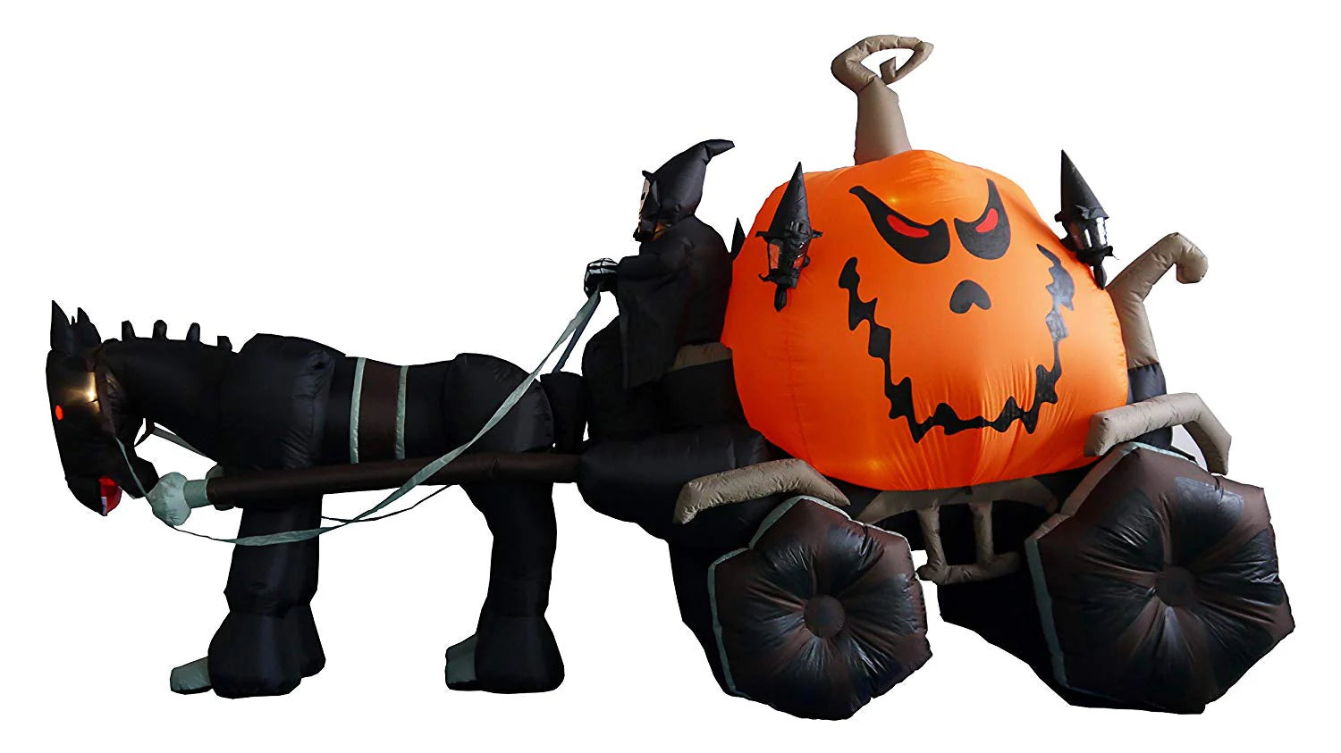 Carriage, 11.5 stopa Long Inflatable Grim Reaper Driving Pumpkin