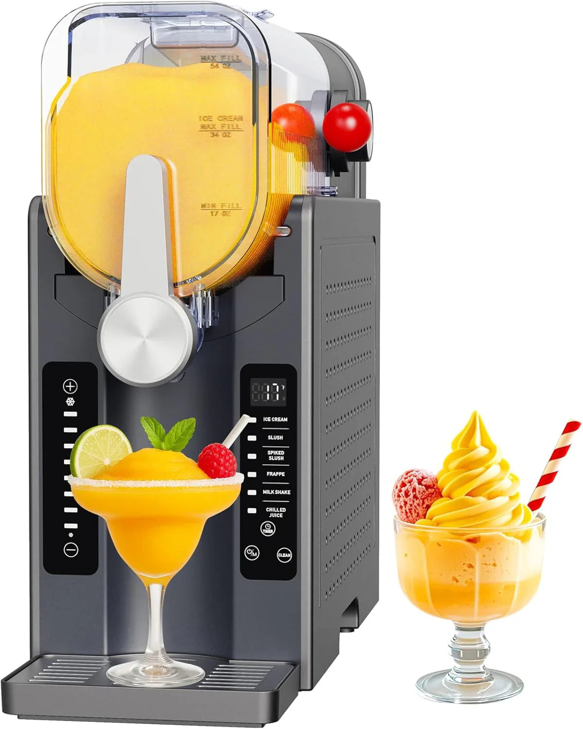 Slushie Machine Featuring No Ice Needed All-in-one Slushy Maker for Home, Real-time Temp Display, Auto-clean, 6 Preset, Frozen Margaritas, Cocktails