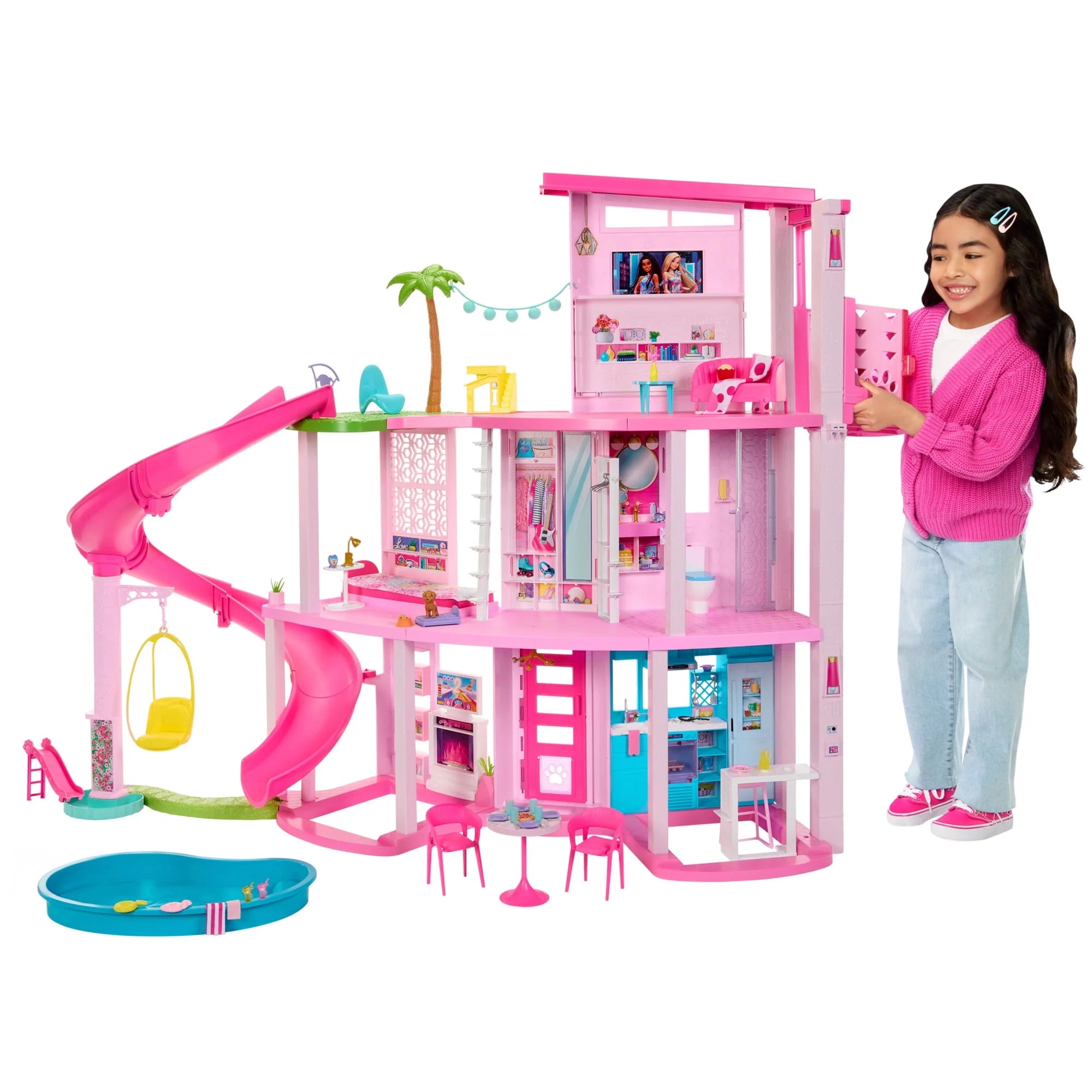 550a4ee4a1e565f06a9b6284086d3ccf25918461f17cd46883fa75d8f3dd9767 Basen Party z 3-Story zjezdzalnia Playset, 75+ elementow i Pet-friendly Features