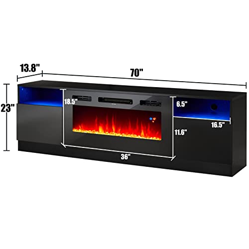 Szafka RTV z 36-cali elektryczny Fireplace i LED Lighting