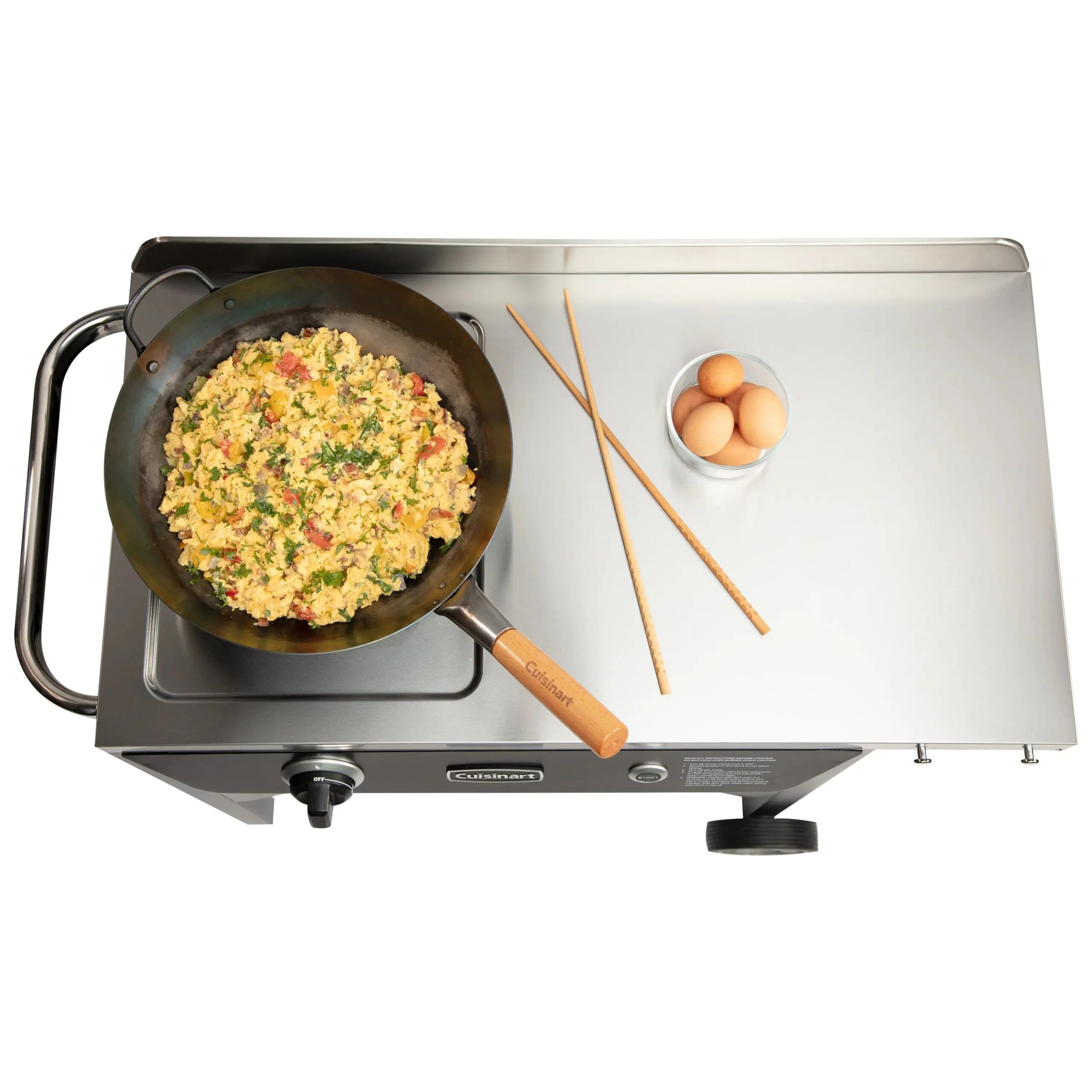 Outdoor Wok Station, Featuring 50, 000 BTU Propane Outdoor Wok Burner W Prep Table, 14 Carbon Steel Wok for Stir Fry, Searing, BBQ Black