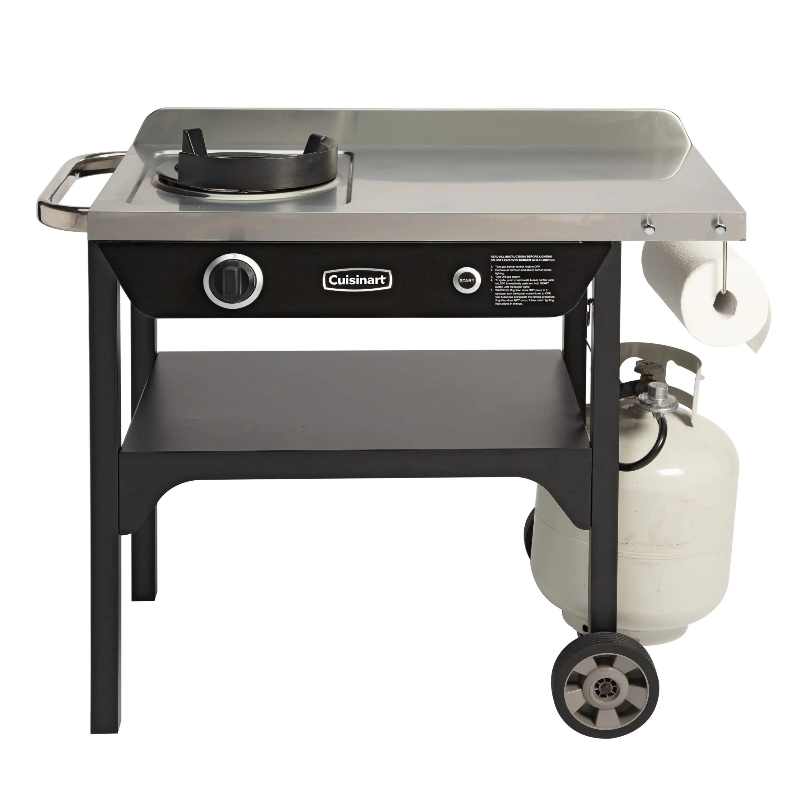 Outdoor Wok Station, Featuring 50, 000 BTU Propane Outdoor Wok Burner W Prep Table, 14 Carbon Steel Wok for Stir Fry, Searing, BBQ Black