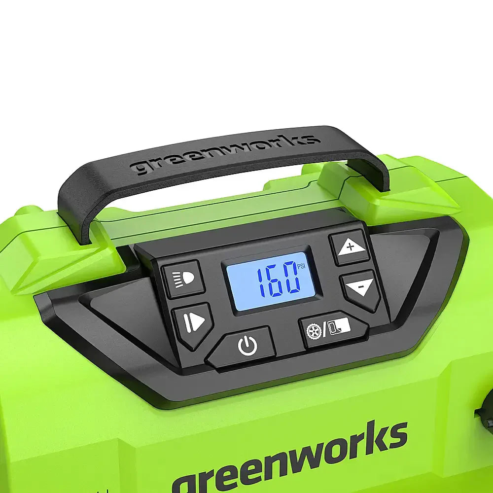 Inflator - 24 Volt Battery Powered 160-PSI, Featuring 2.0 Ah USB-C Battery and Charger - Green Finish