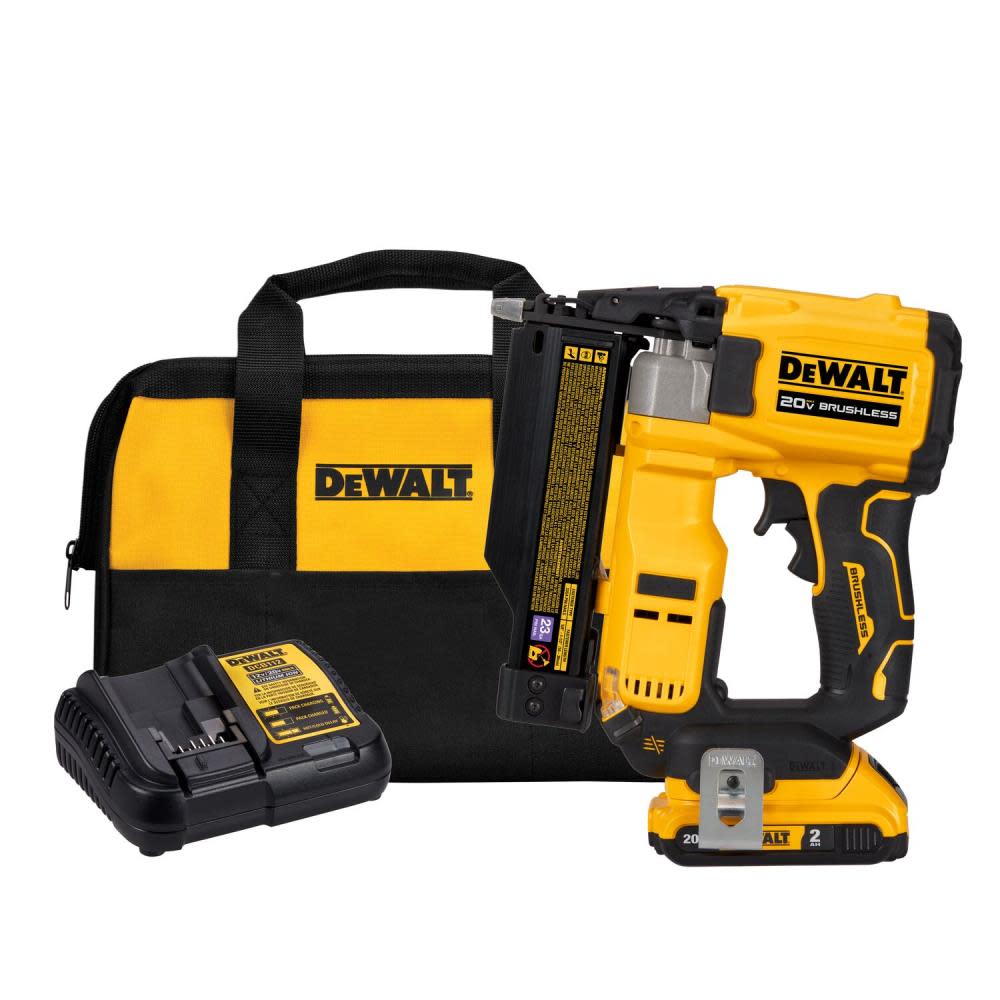 6ec2f79c4929e3bca814ea8d5225bad2f4350b9817e07ac50137b10d05053148 Gauge, kompaktowy seria 20V maks Pin Nailer 23, zestaw DCN623D1