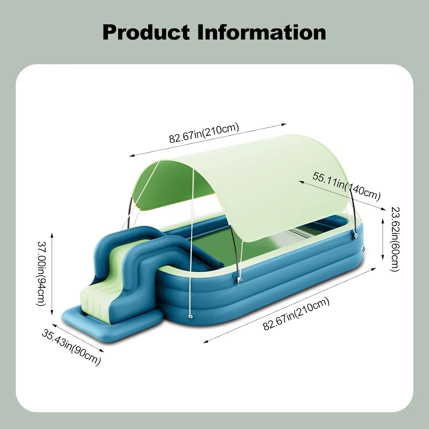Swimming Pool - Inflatable, Featuring Water Slide - Inflatable Slide Water Pool with Awning, Inflatable Mega Bouncy Castle Water Park, Swim Centre