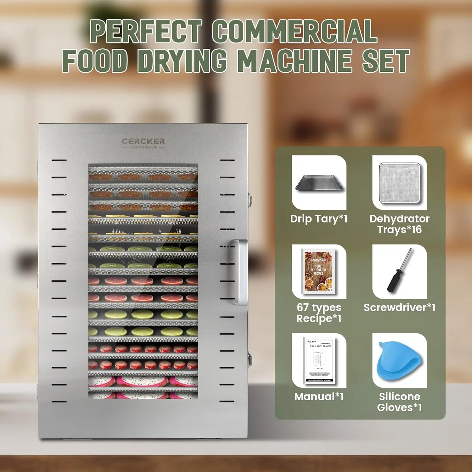 Żywności Dehydrator, komercyjny, 16 Trays 1500W 70-190 F duży
