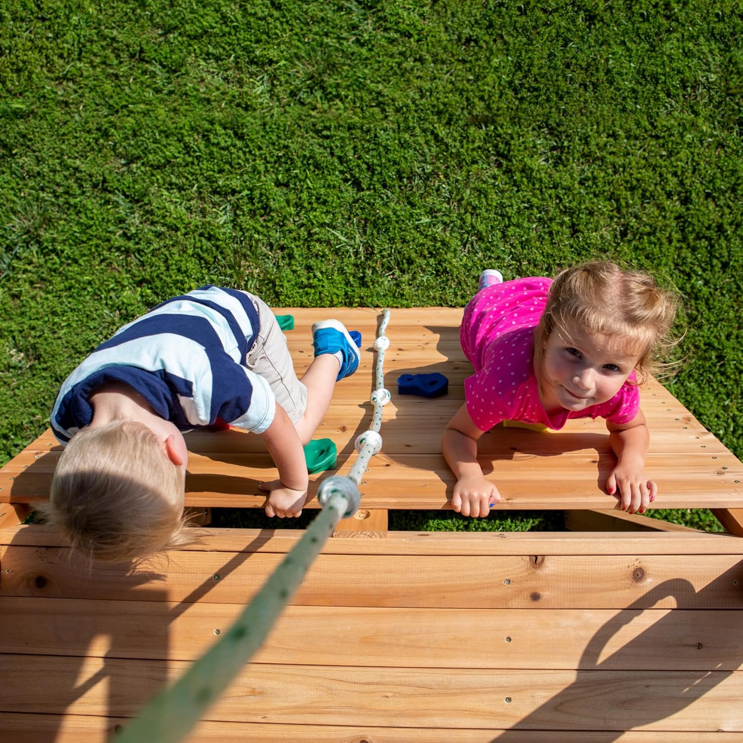 Swing Set - Mount Mckinley Cedar Wood, Featuring Wave Slide - Play Deck, Double Rock Wall, Rope Ladder, Web Swing, Belt Swings, Toy